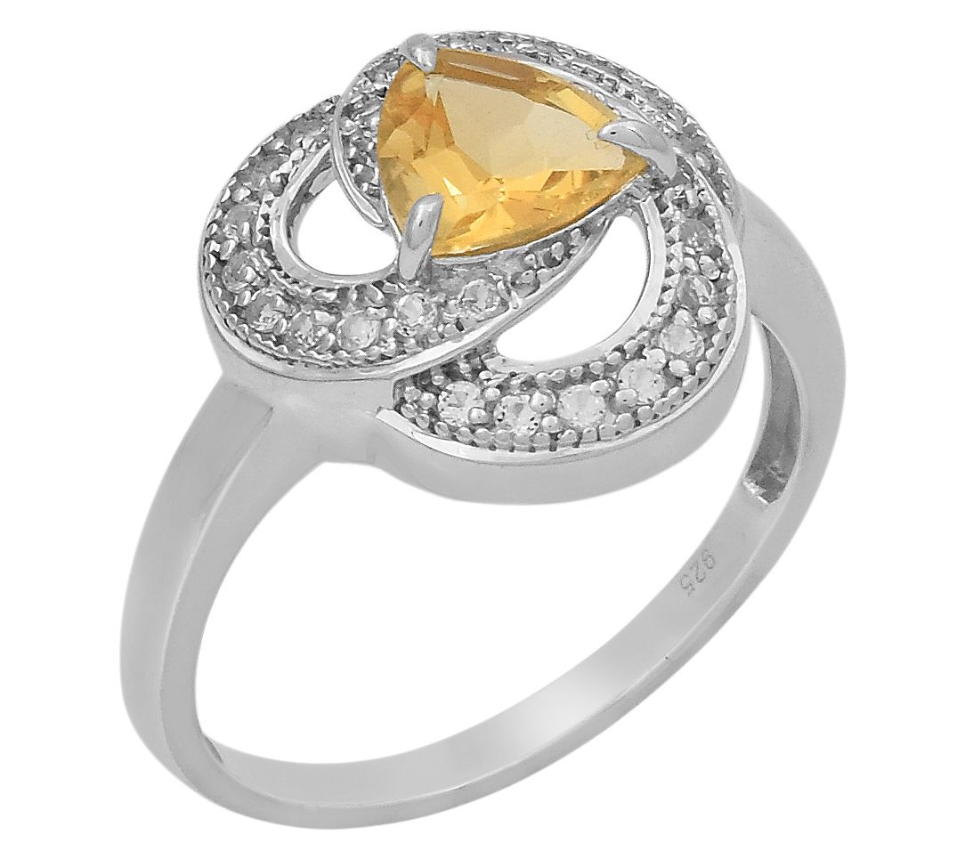 Affinity Gems Gemstone & White Topaz Ring, Sterling Silver