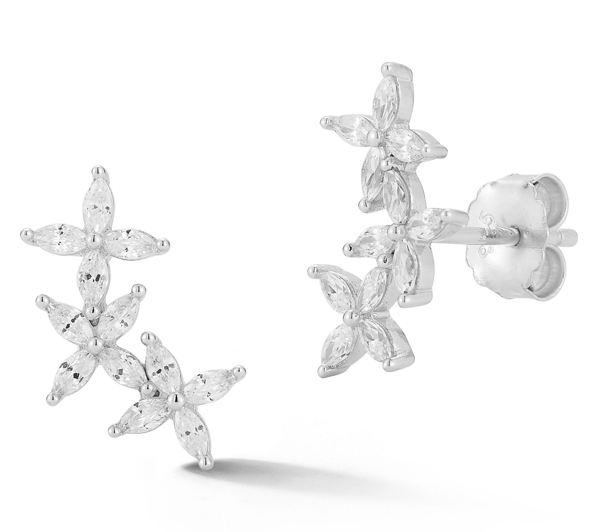 Rachel Zoe Marquise Flower Chain Stud Earrings,Sterling