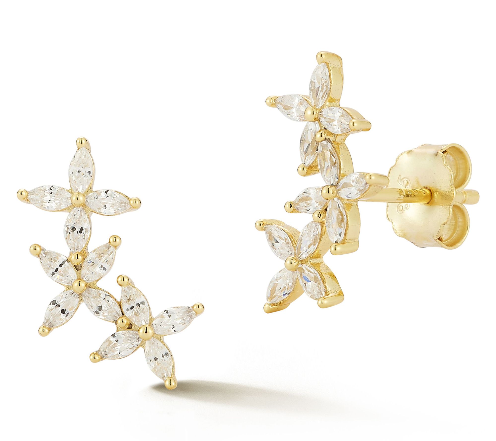 Rachel Zoe Marquise Flower Chain Stud Earrings,Sterling