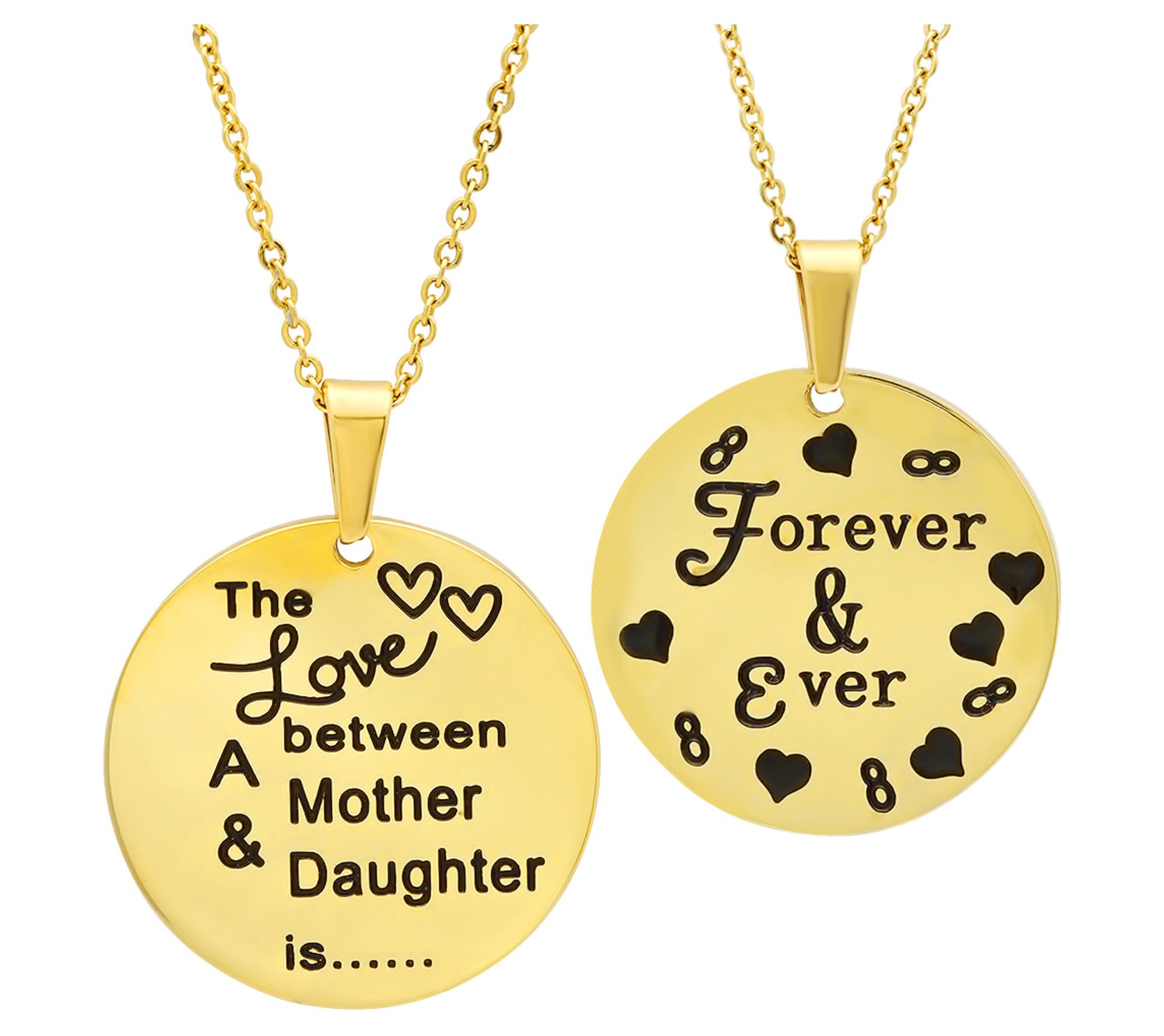 Steel By Design 18K Plated Mother & Daughter Pendant w/ Chain