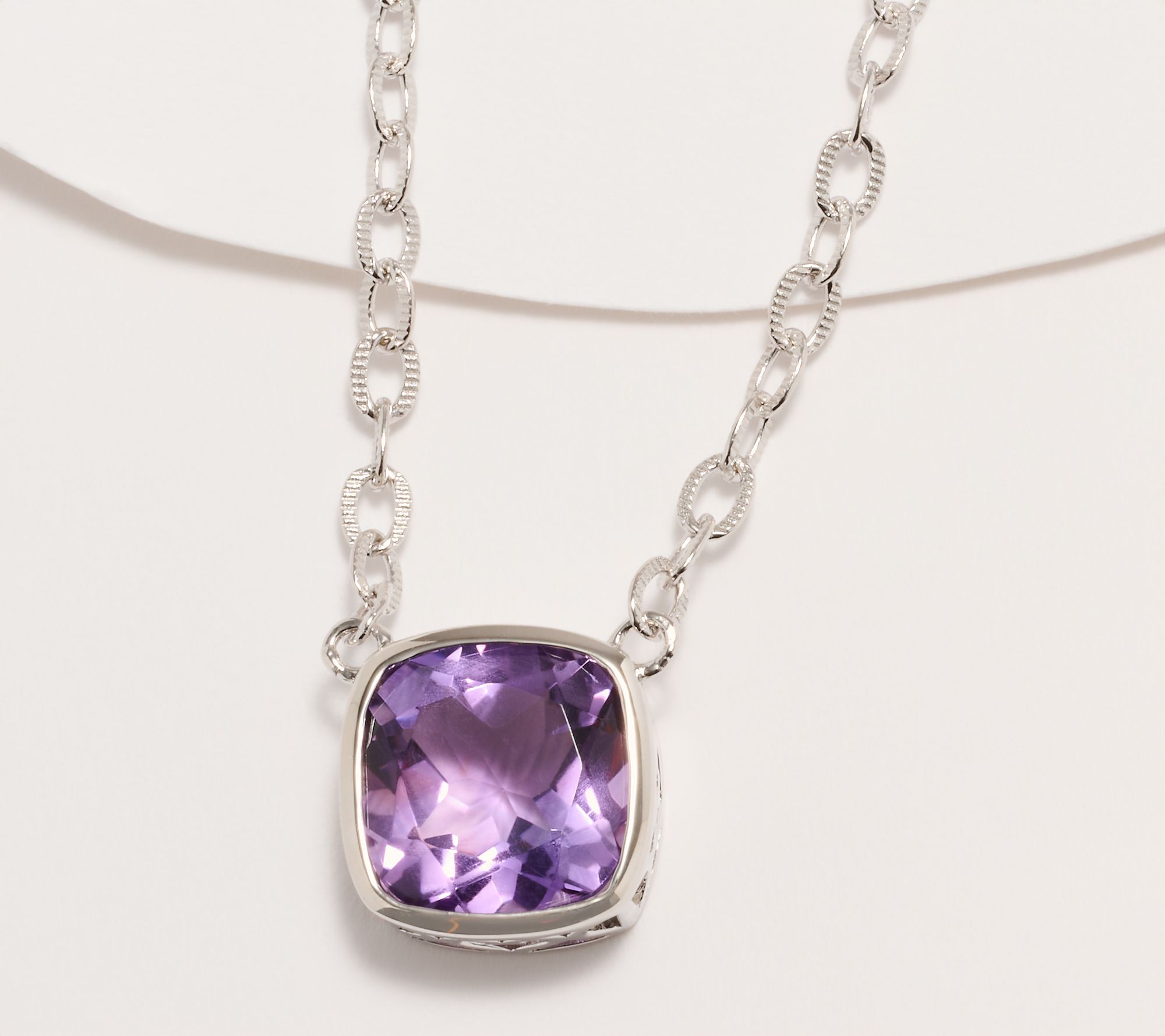 Affinity Gems Cushion Cut Bezel Necklace Sterling Silver