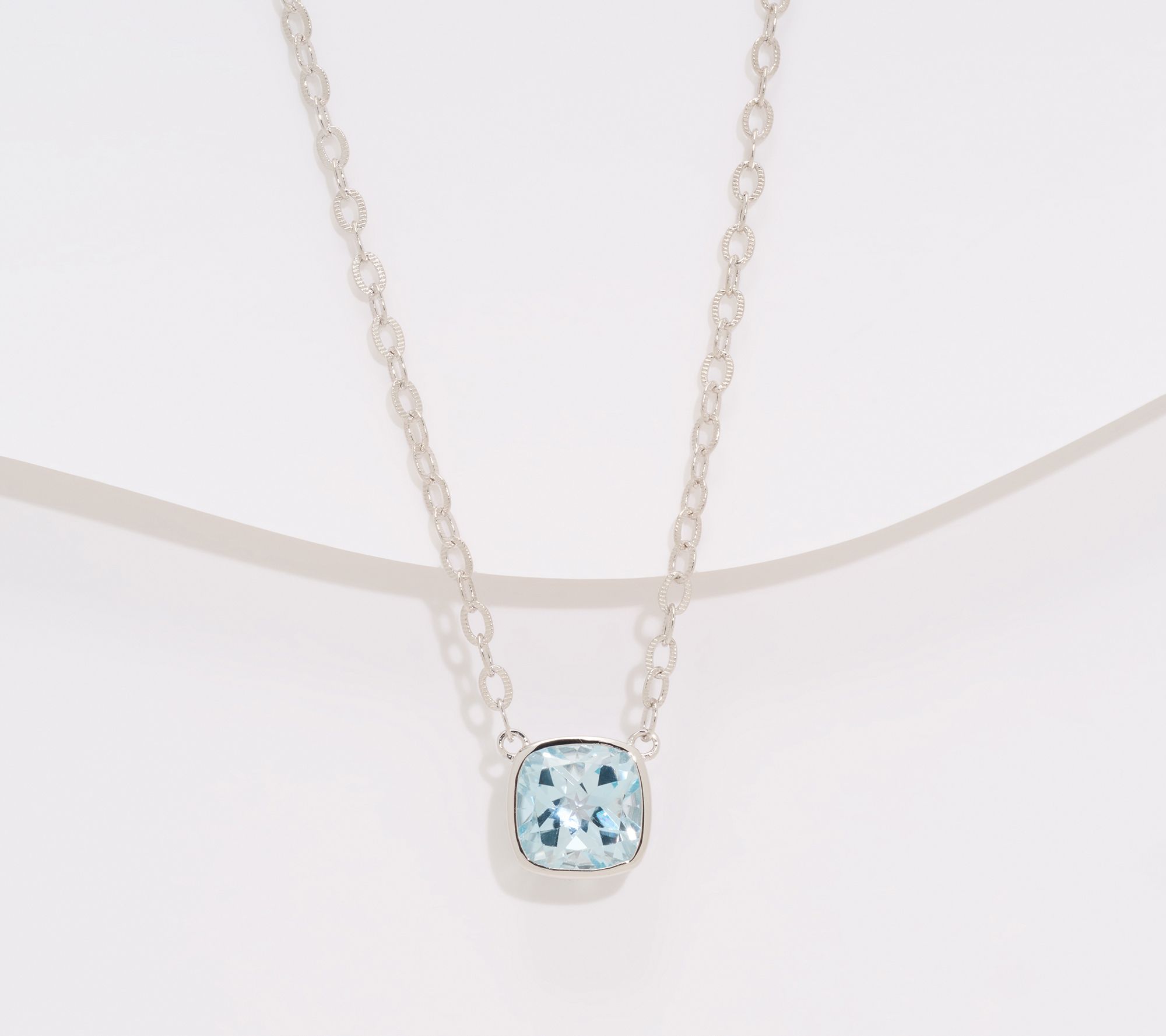 Affinity Gems Cushion Cut Bezel Necklace Sterling Silver