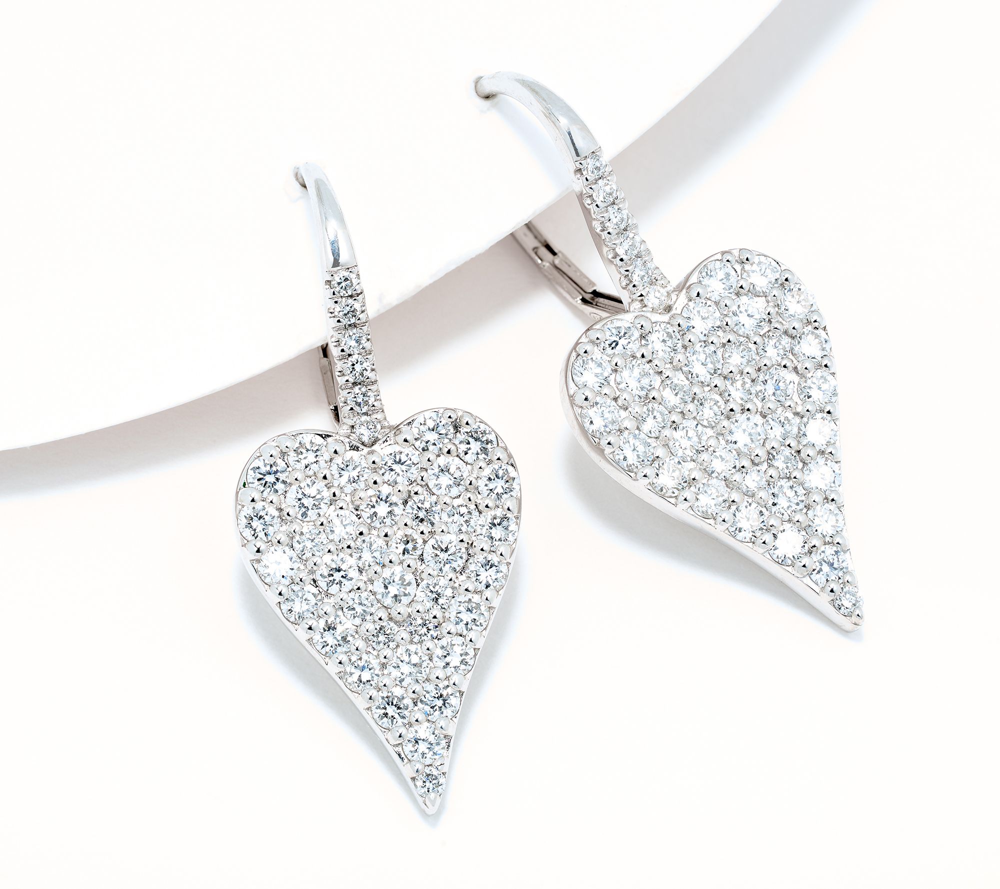 JEN by Jennifer Miller Heart Lab Grown Diamond 2.25ct Pave Leverbacks