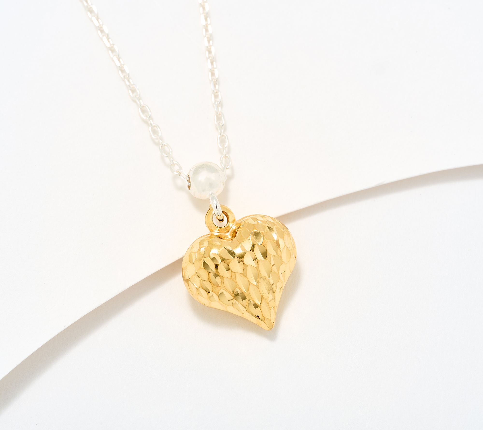 UltraFine 950 Silver Reversible Heart Motif Necklace