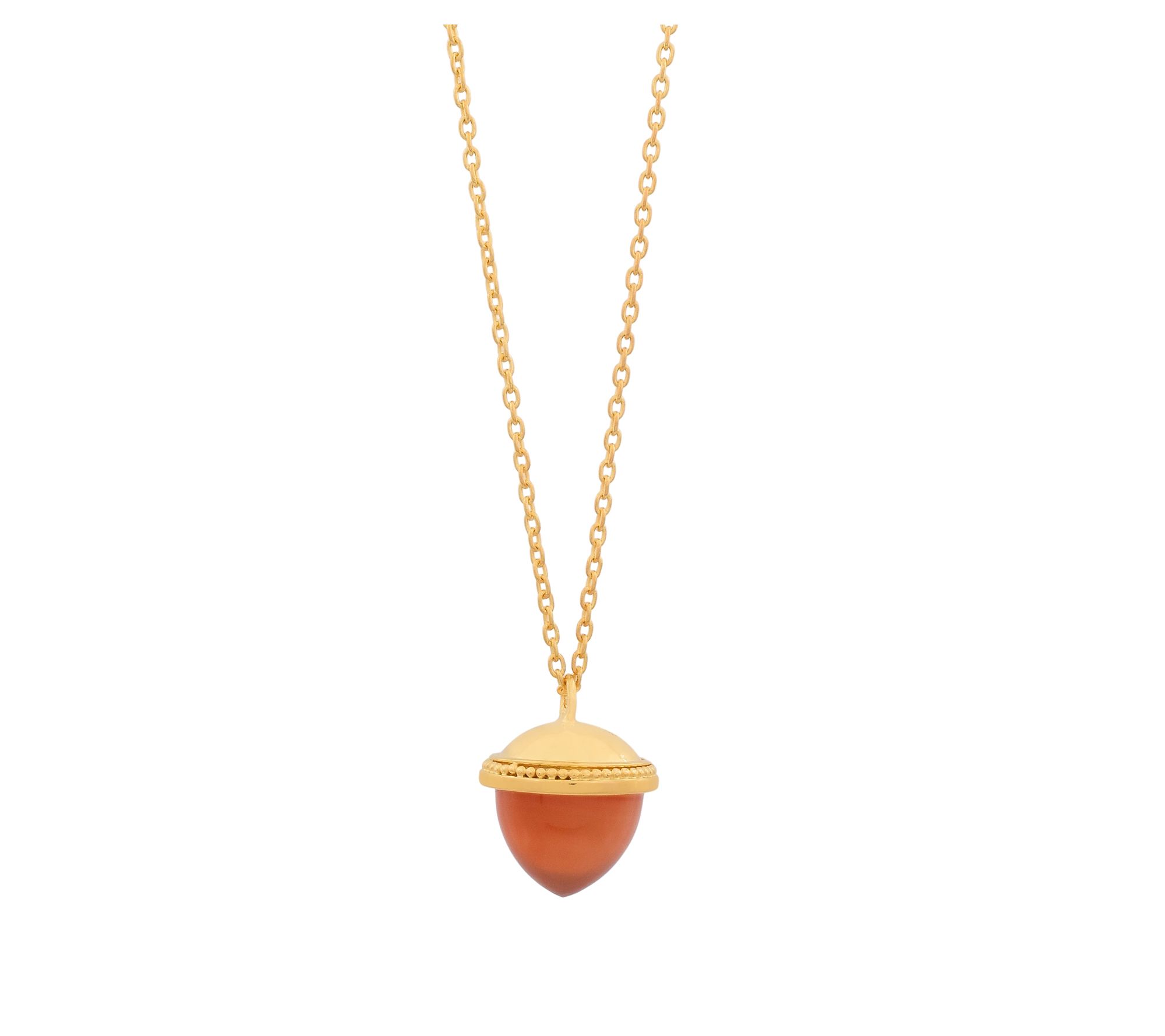 Affinity Gems Orange Chalcedony Pendant w/ Chain, 14K Plated