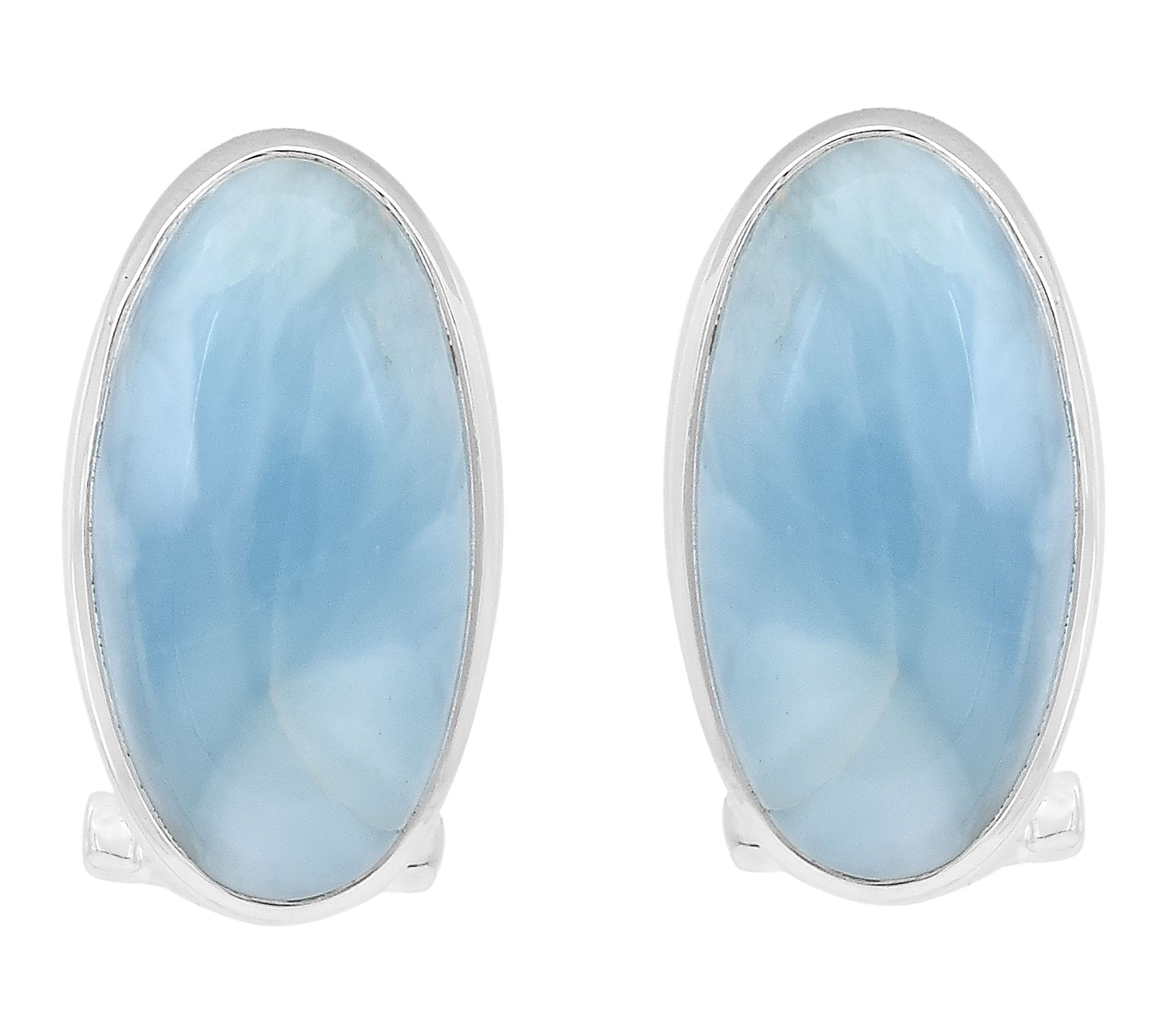 Affinity Gems Oval Larimar Button Earrings, Sterling Silver