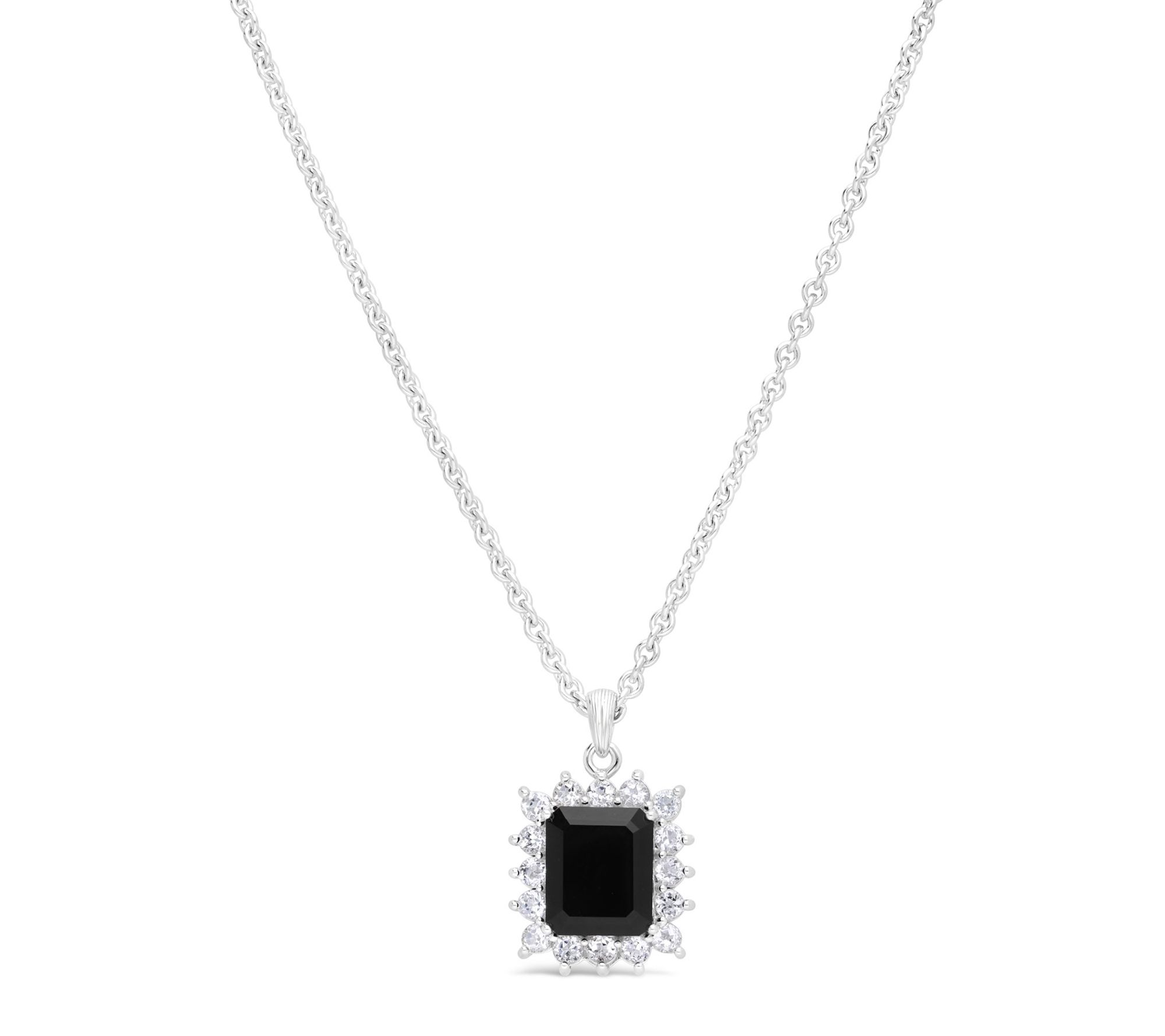 Ariva Sterling Onyx & White Topaz Vivien Pendant w/ Chain