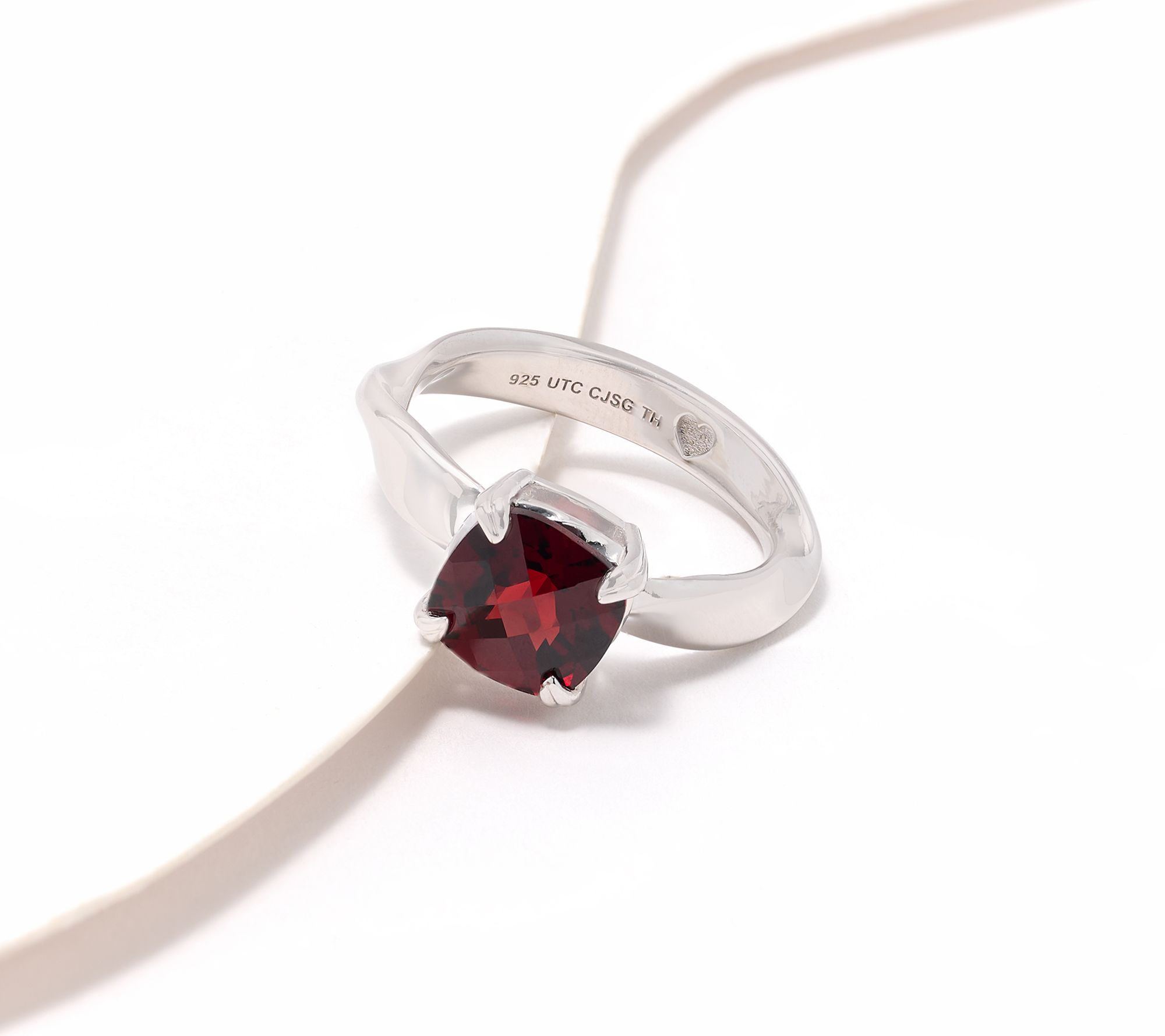 Christian James by Scott Grimes Sterling Ripple Cushion Cut Gemstone Ring