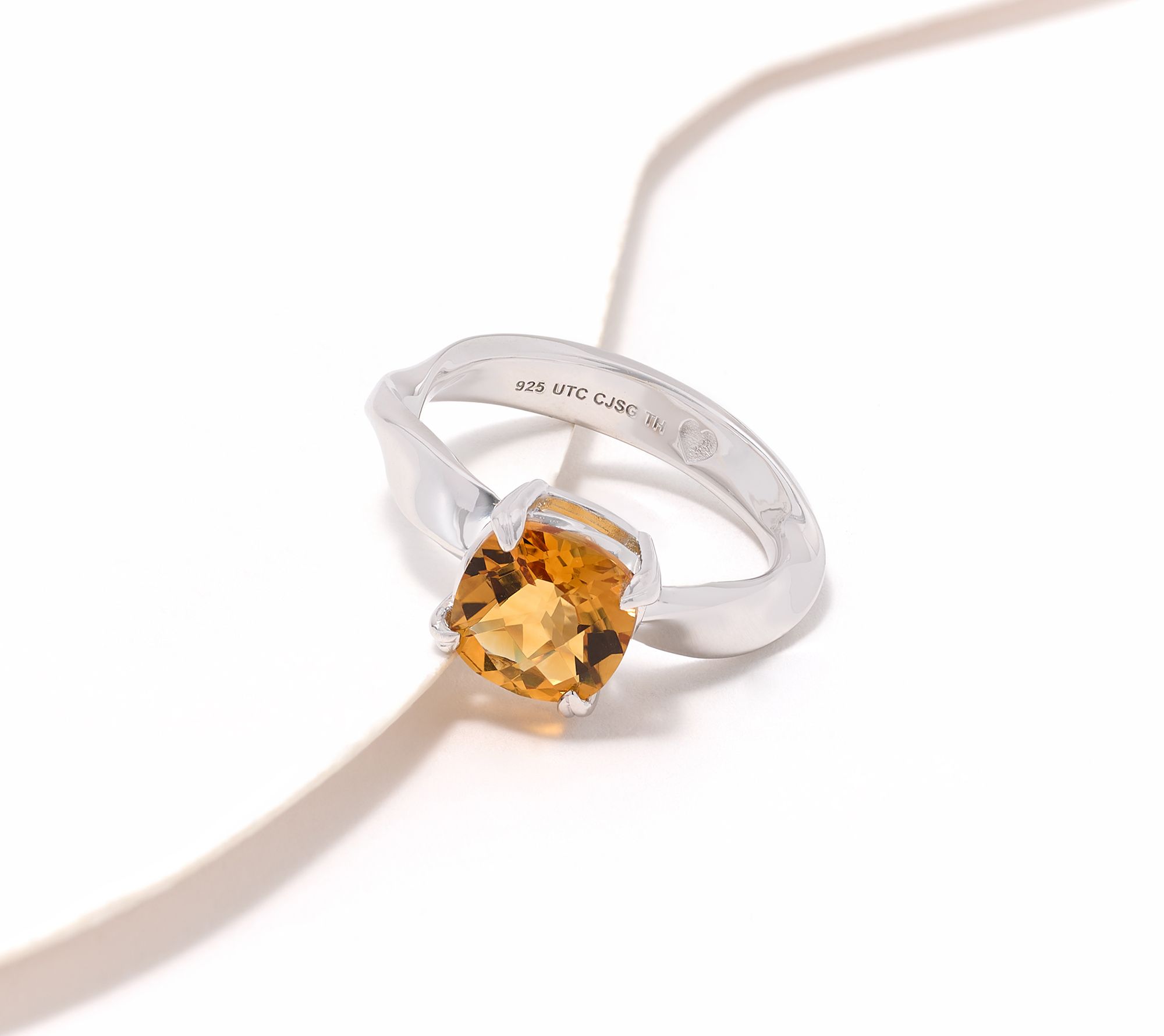 Christian James by Scott Grimes Sterling Ripple Cushion Cut Gemstone Ring