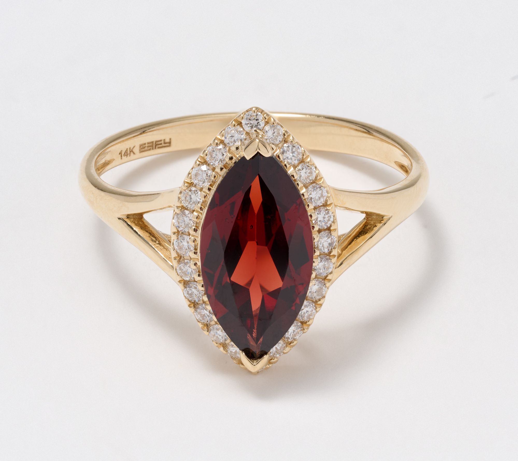 Effy 14K Gold Diamond & Garnet Ring
