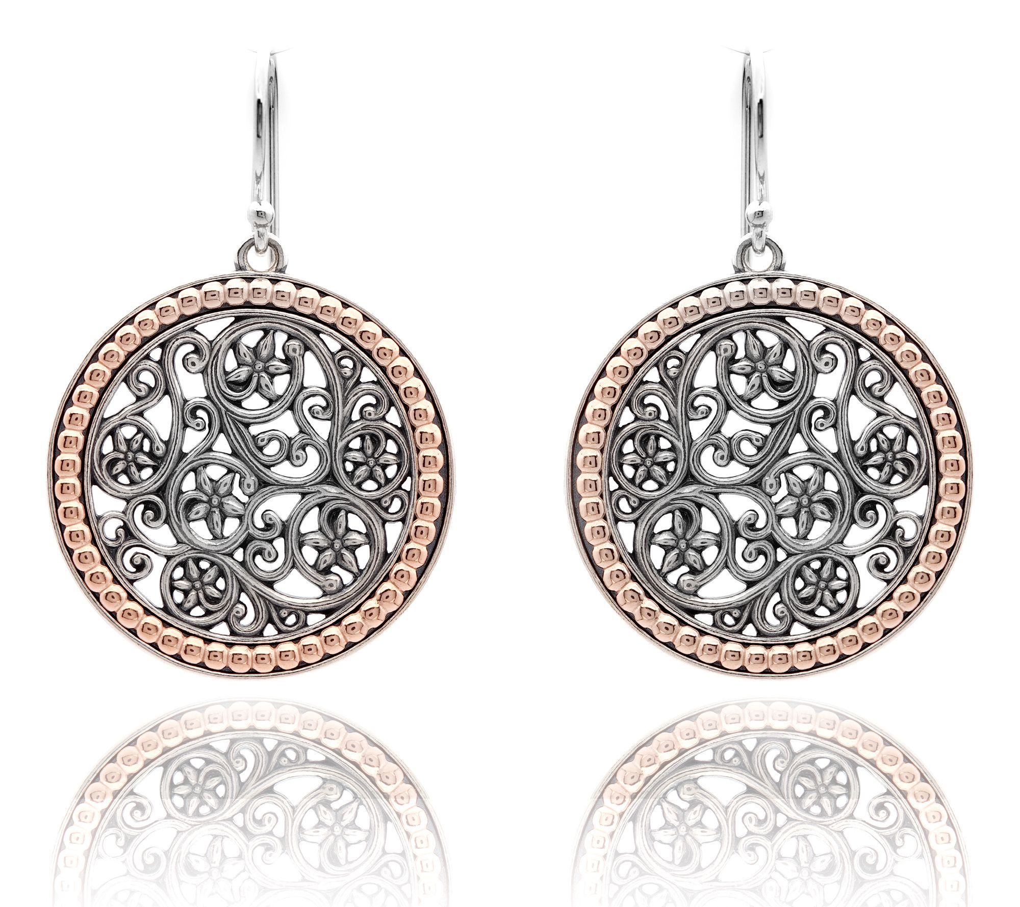 Or Paz Sterling Silver Filigree Design Dangle Earrings