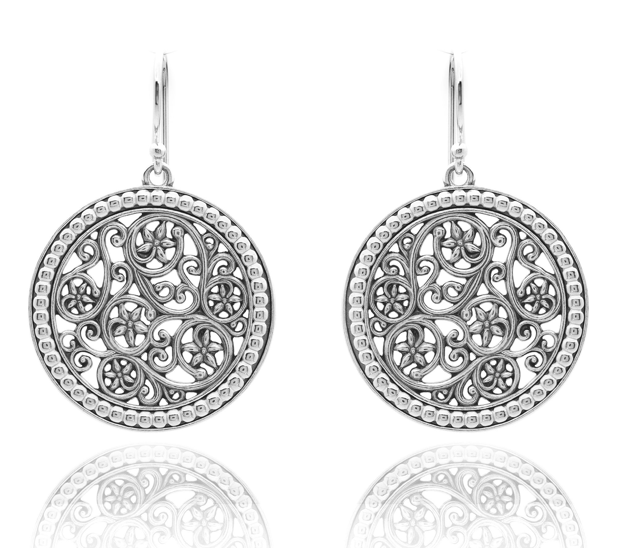 Or Paz Sterling Silver Filigree Design Dangle Earrings
