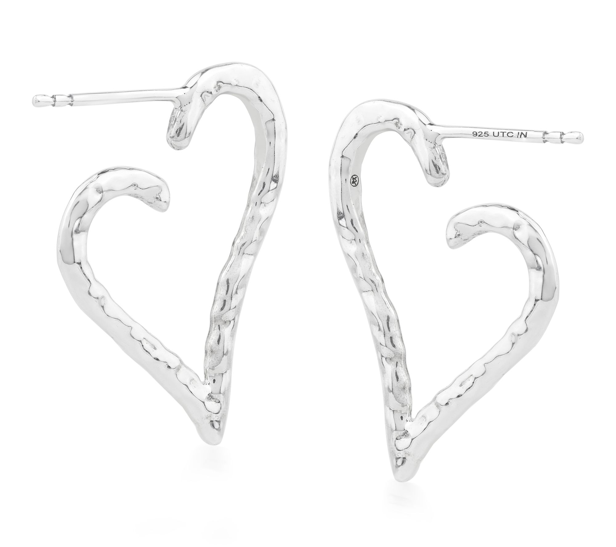 American West Sterling Silver 1" Textured HeartHoop Earrings