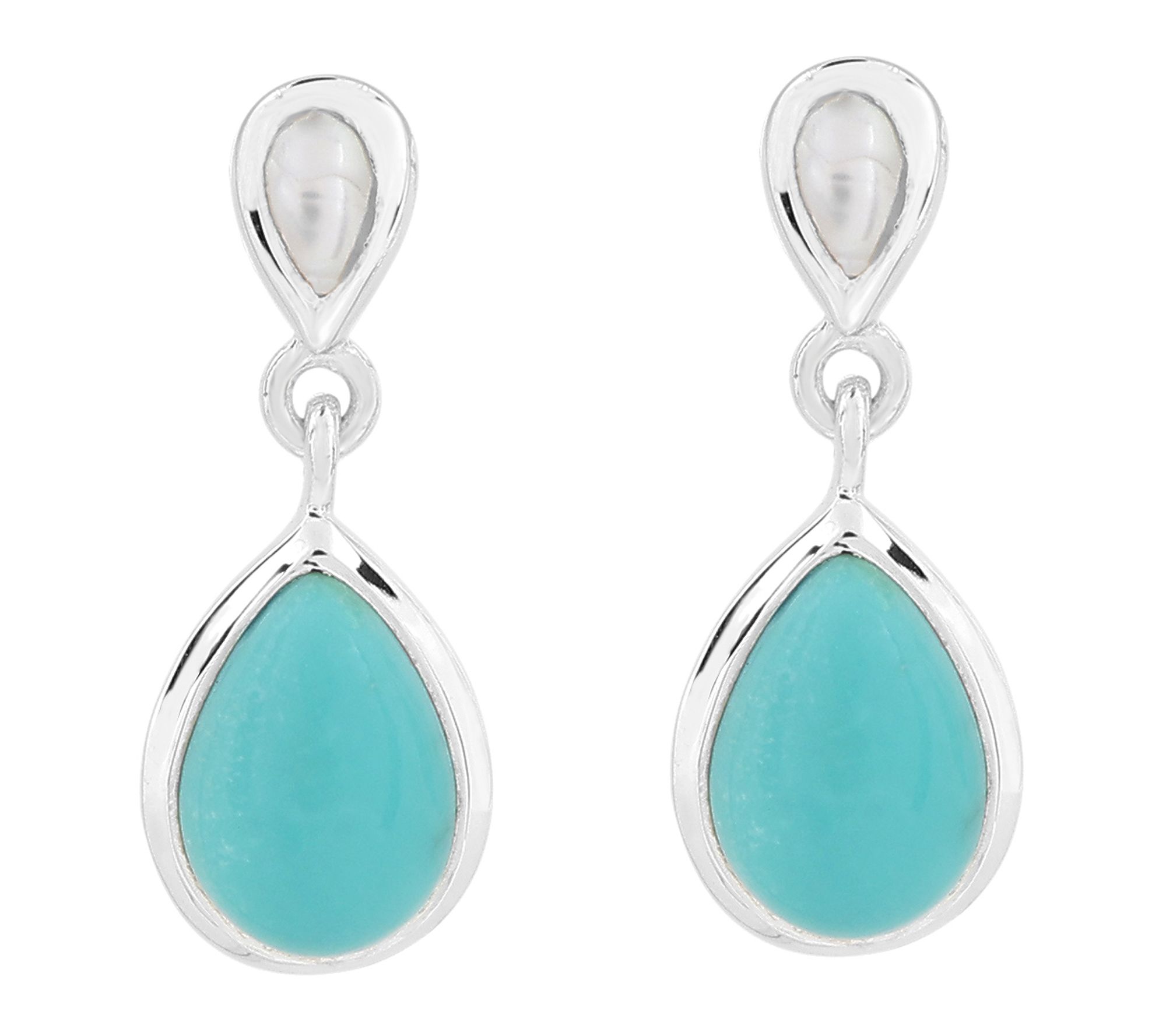Affinity Gems Cultured Pearl & Turquoise Earrings, Sterling