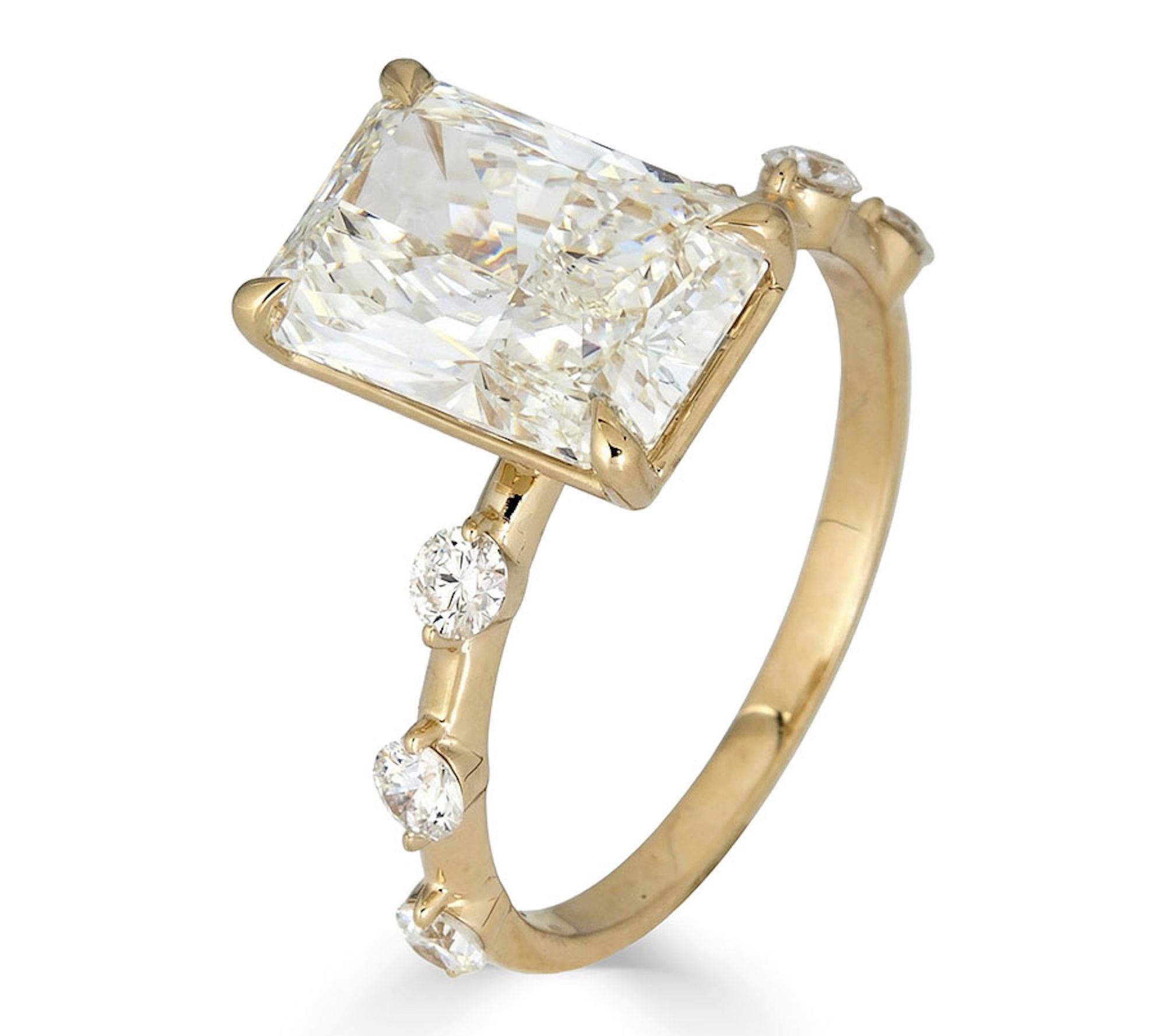 Vida Lab Diamonds 3.95 cttw Radiant Cut StationRing, 14K Gold