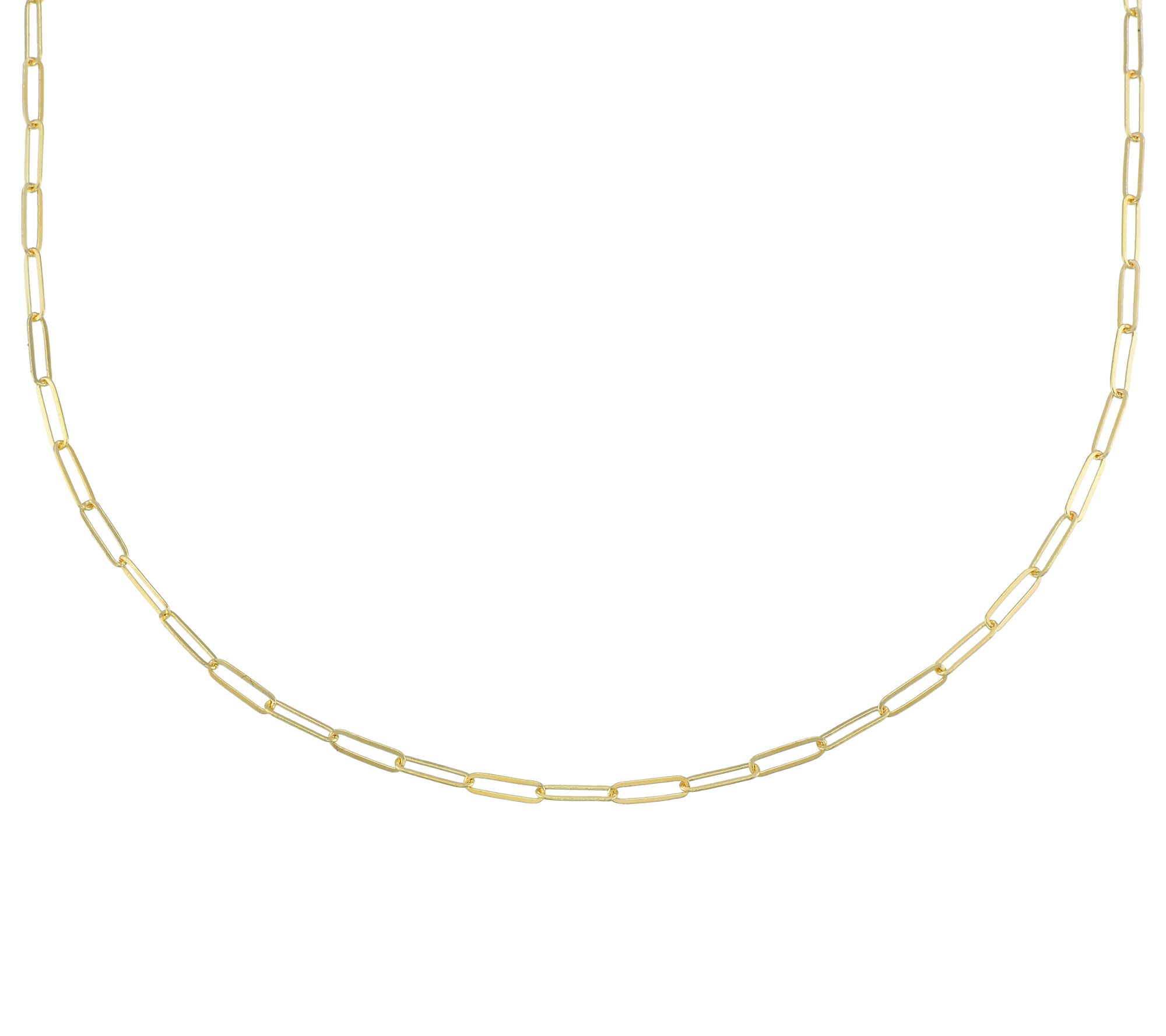 Adorna 14K Gold 2.1mm Solid Luxury Paper Clip Necklace