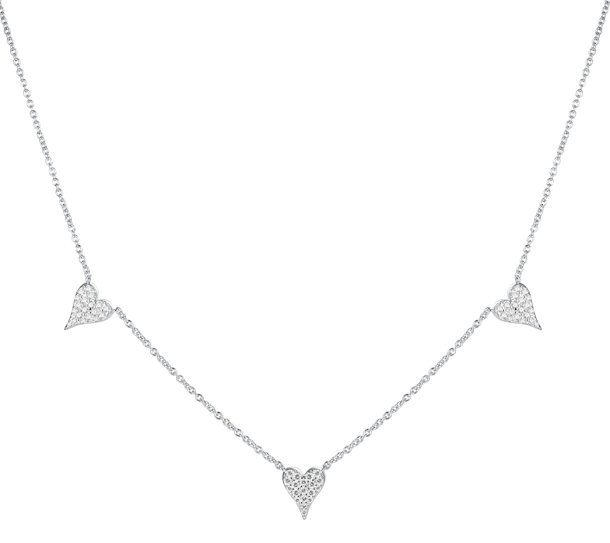 Diamonqiue x Jennifer Miller 3 Heart Dangle Necklace, Sterling