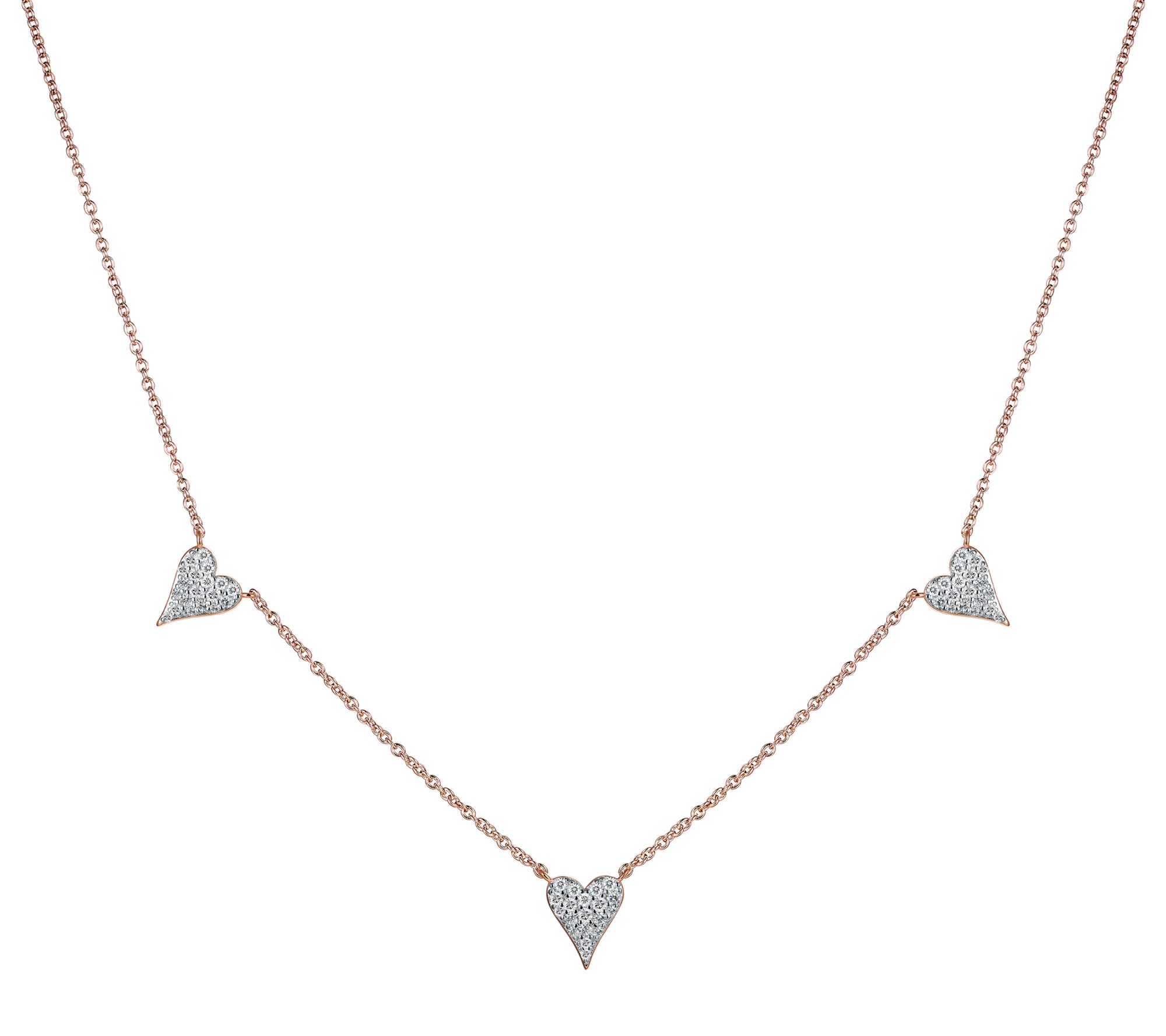 Diamonqiue x Jennifer Miller 3 Heart Dangle Necklace, Sterling