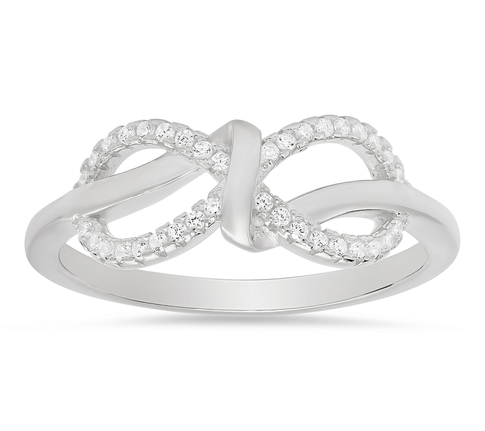 Diamonique Infinity Love Knot Ring, Sterling Silver