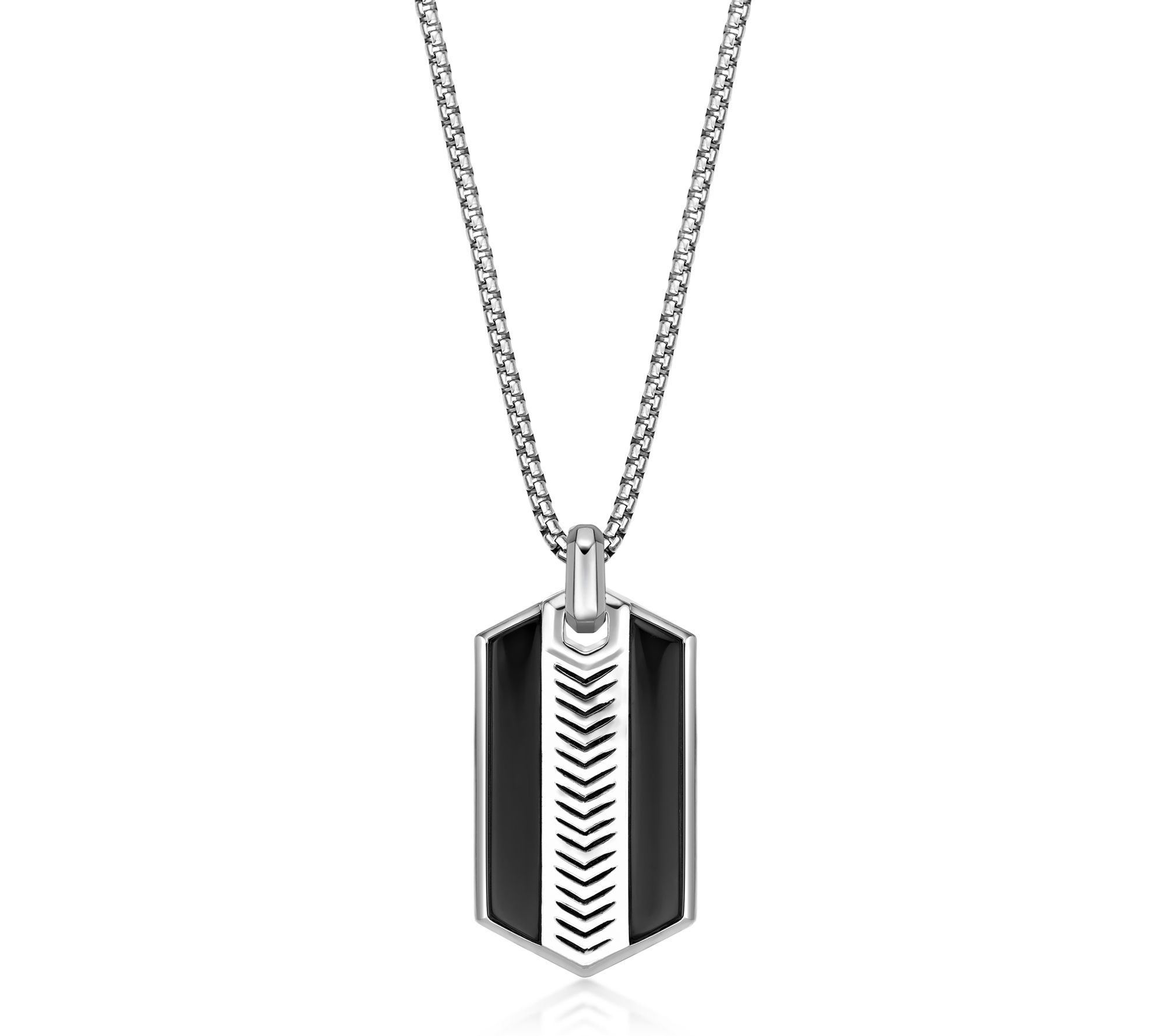 LYNX Men's Sterling Silver Gemstone Pendant w/Box Chain