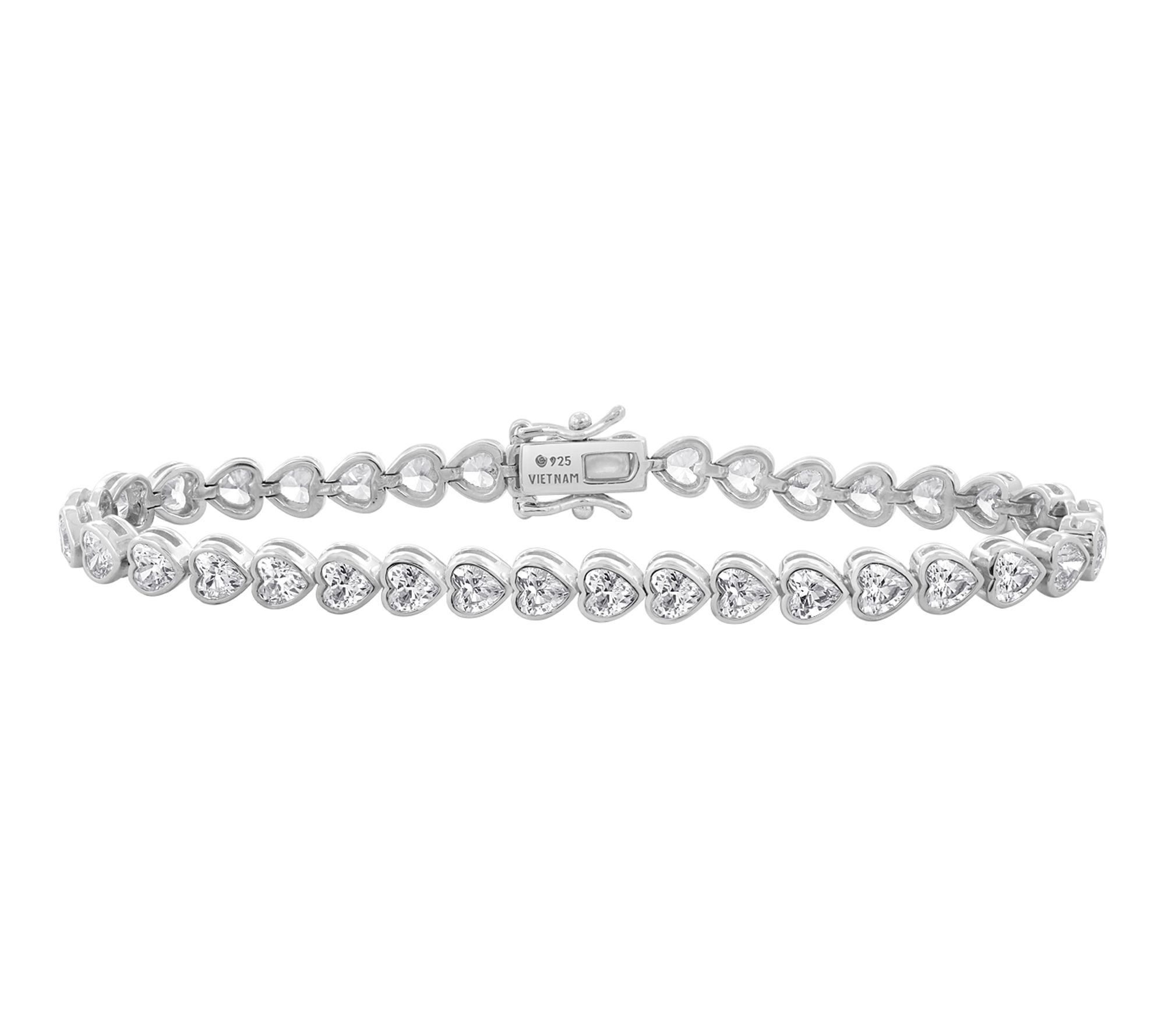 Diamonique Hear t Cut Tennis Br acelet, Sterlin g Silver
