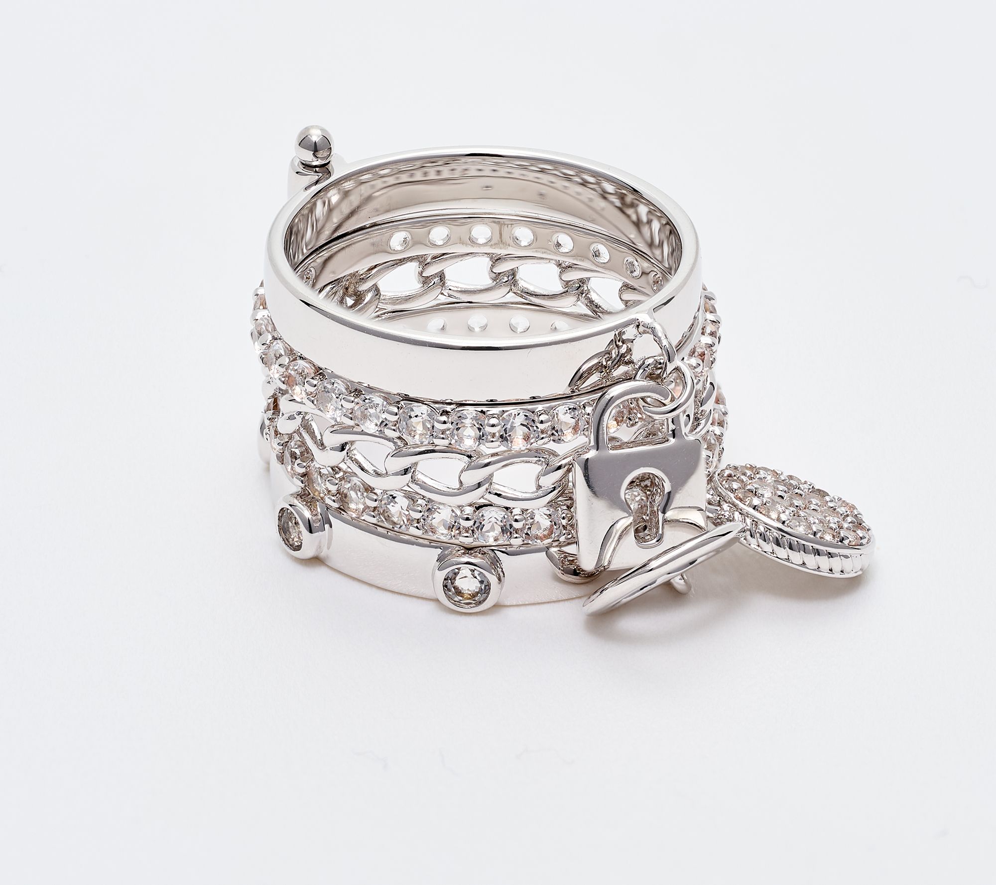 "As Is" David Markstein Bronze Luxe 5 Row Stacked Charm Ring