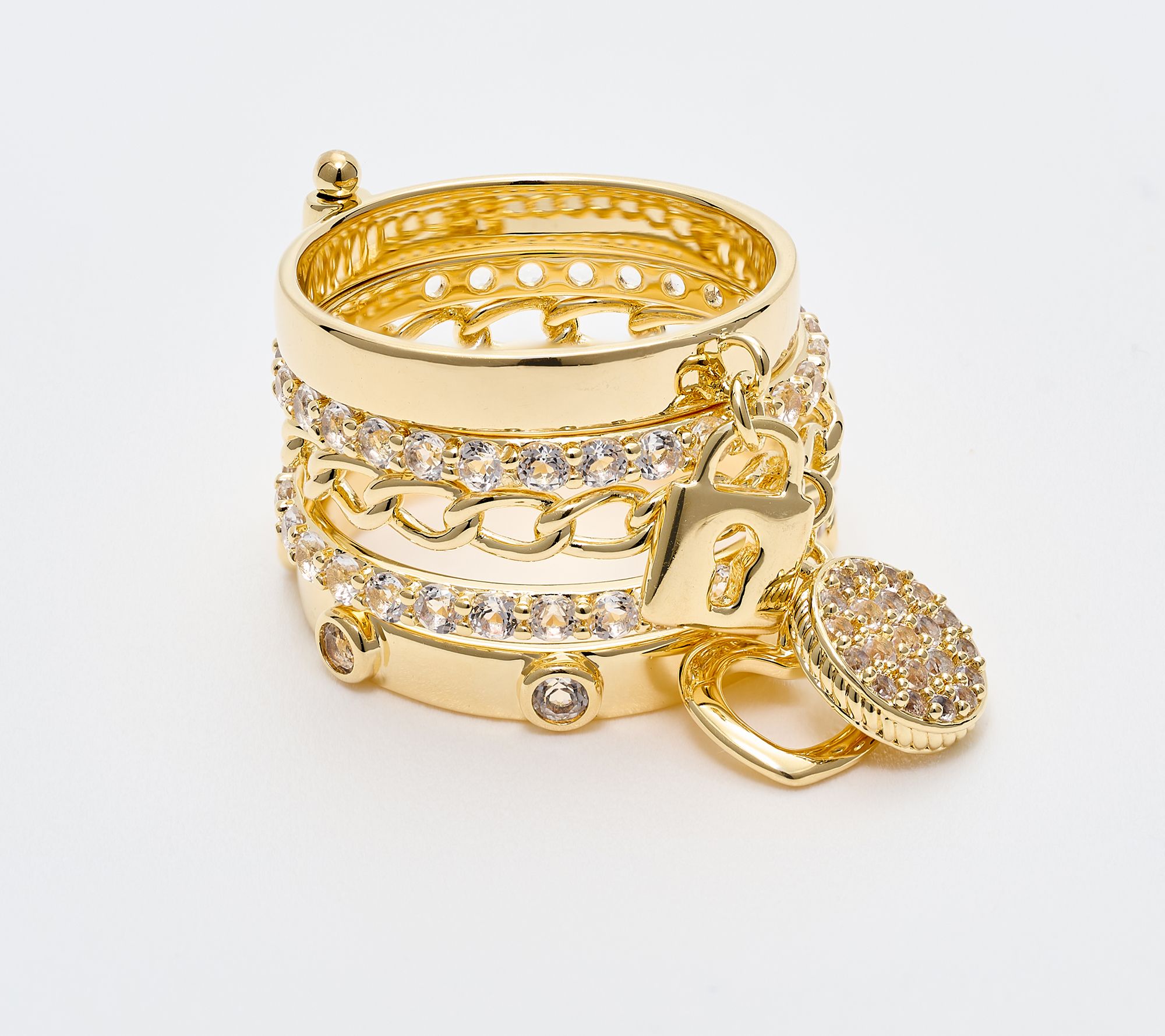 "As Is" David Markstein Bronze Luxe 5 Row Stacked Charm Ring