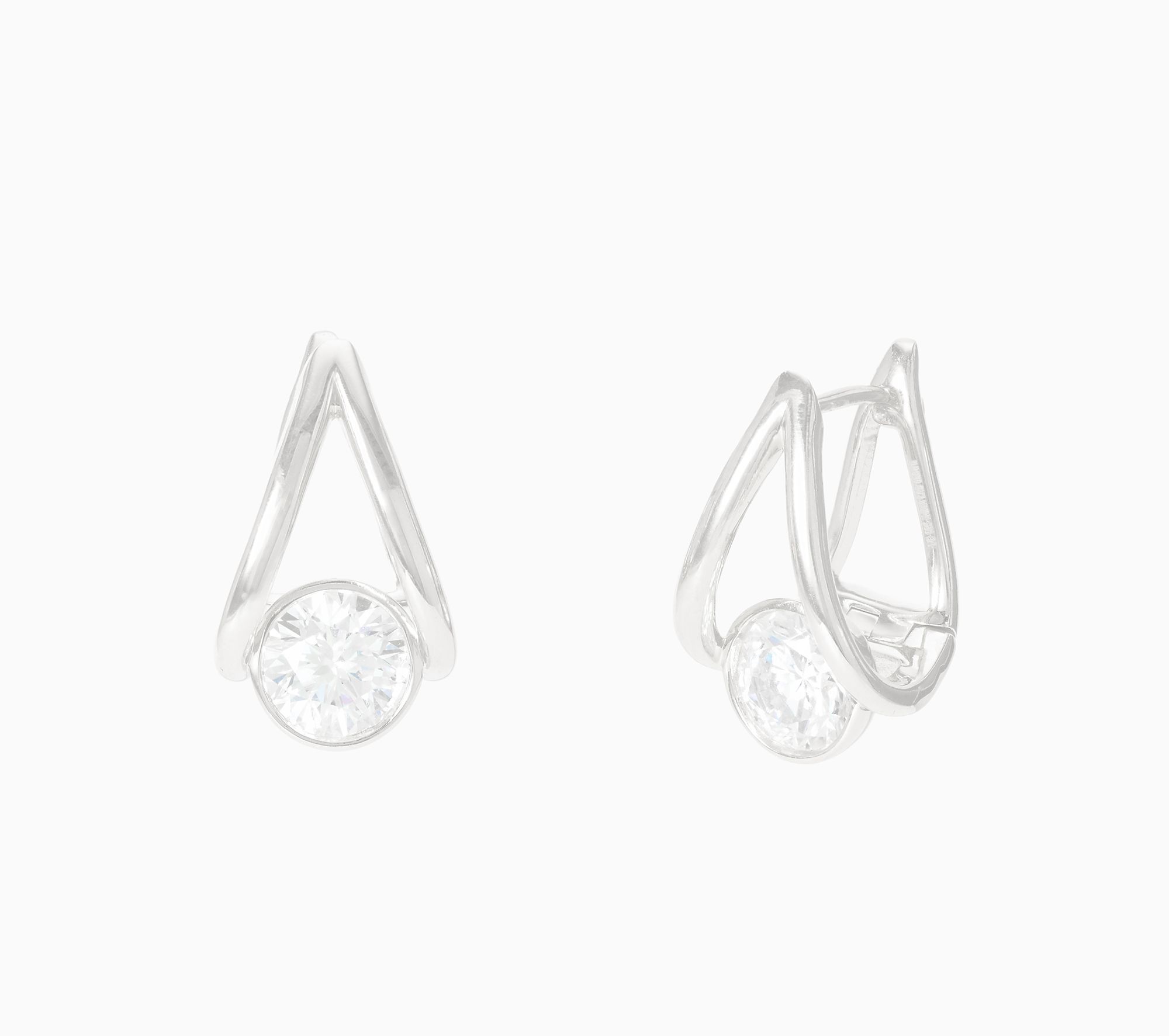 Fire Light Lab Grown Diamonds 2.00 ctw Round Cut Earring, Sterling
