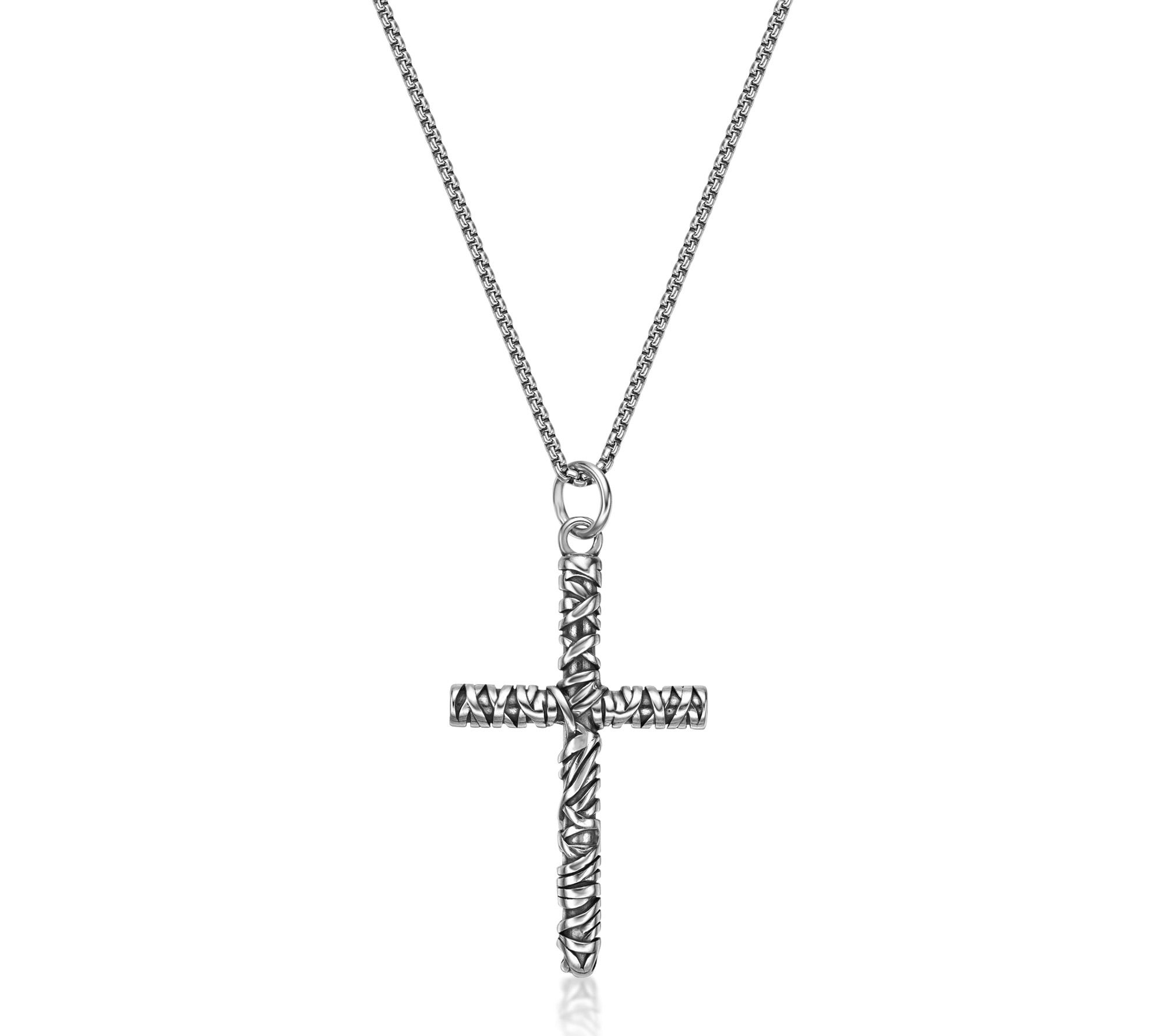 LYNX Men's Stainless Steel Cross Pendant w/ 24"Chain