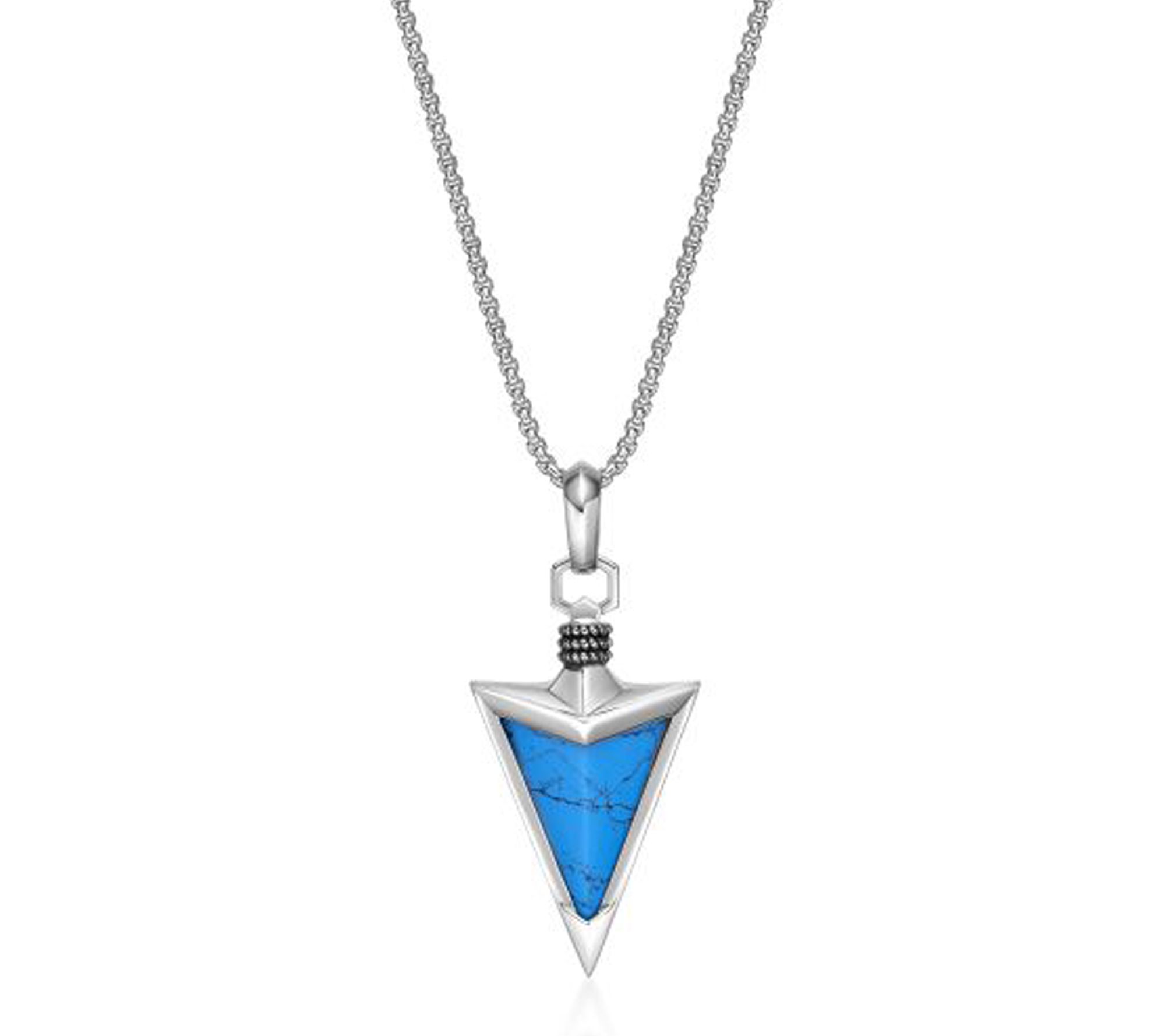 LYNX Men's Sterling Silver Gemstone Arrow Pendant w/ Chain