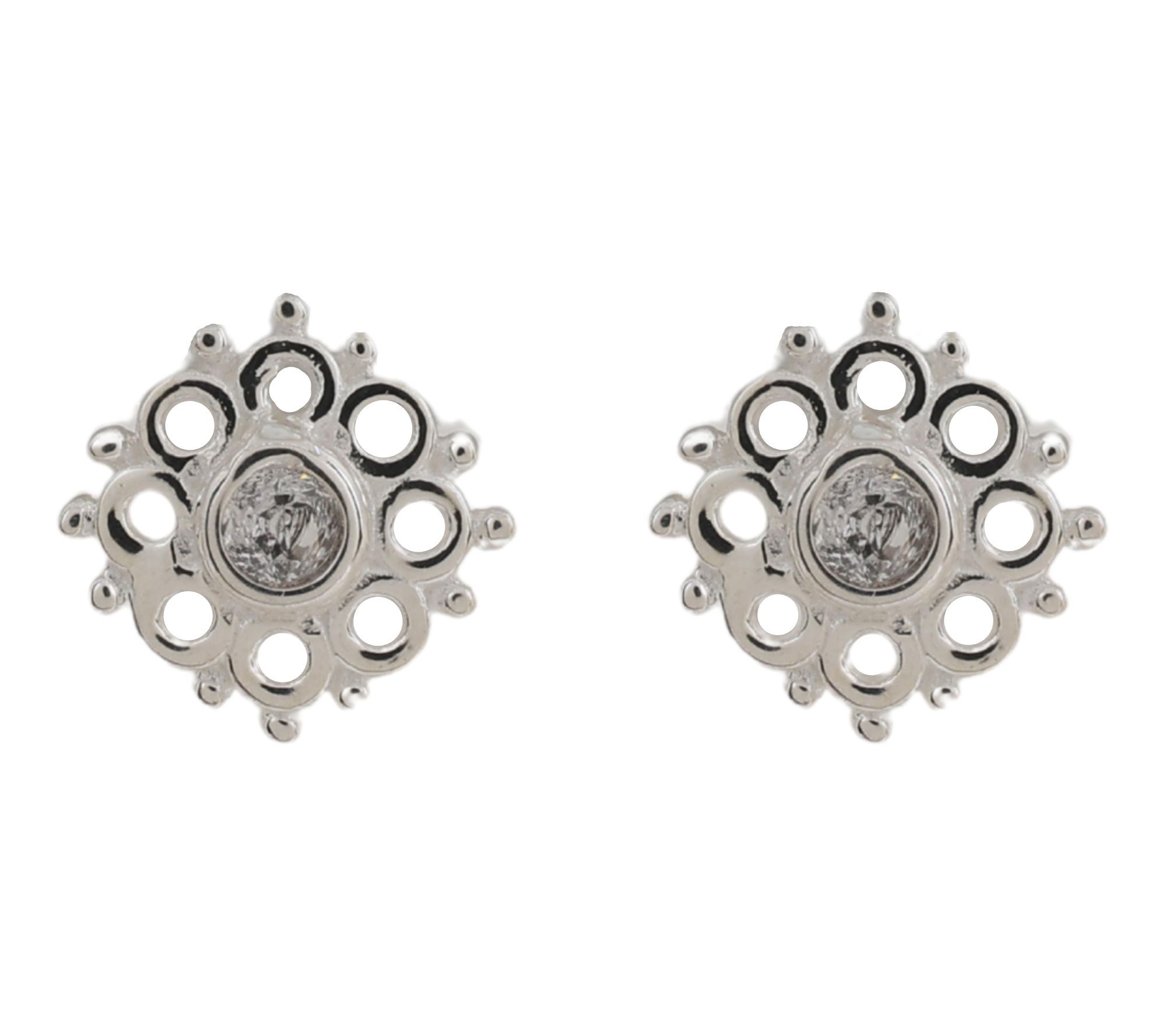 Diamonique Polished Stud Earrings, Sterling Silver