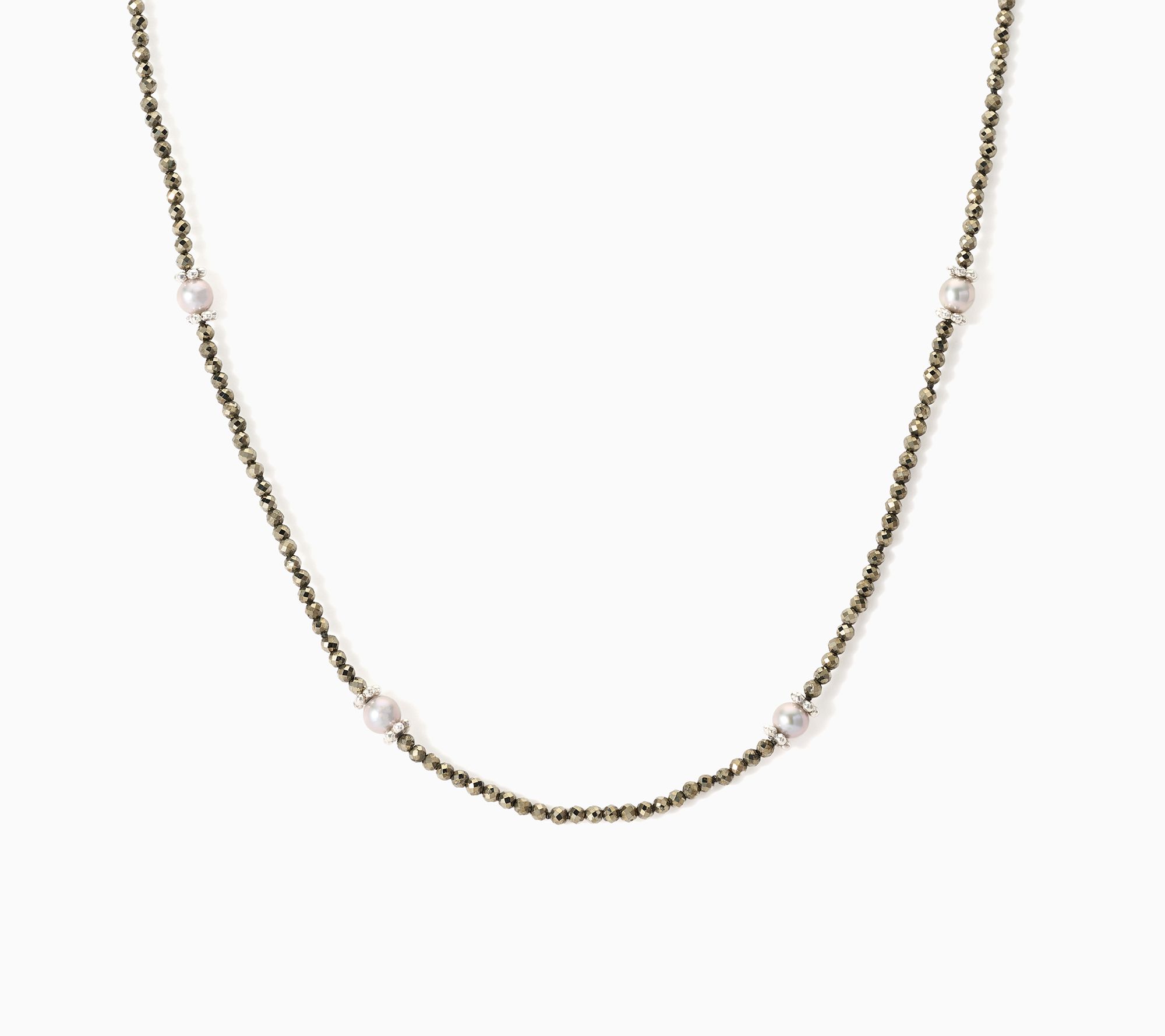 JAI Sterling Silver Gemstone Bead Cultured Pearl Necklace, 18"