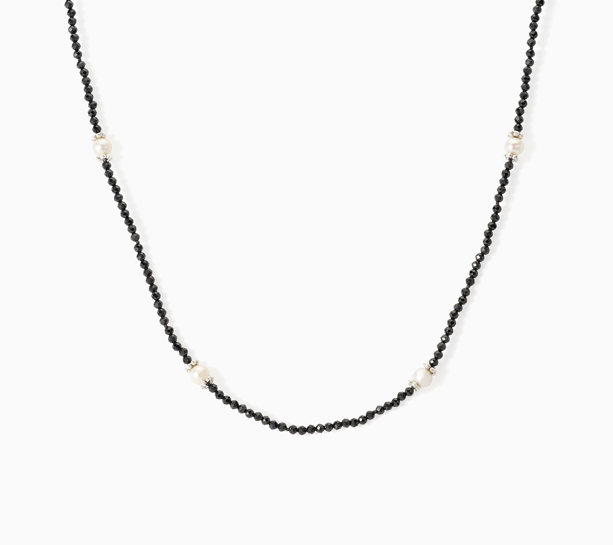 JAI Sterling Silver Gemstone Bead Cultured Pearl Necklace, 18"