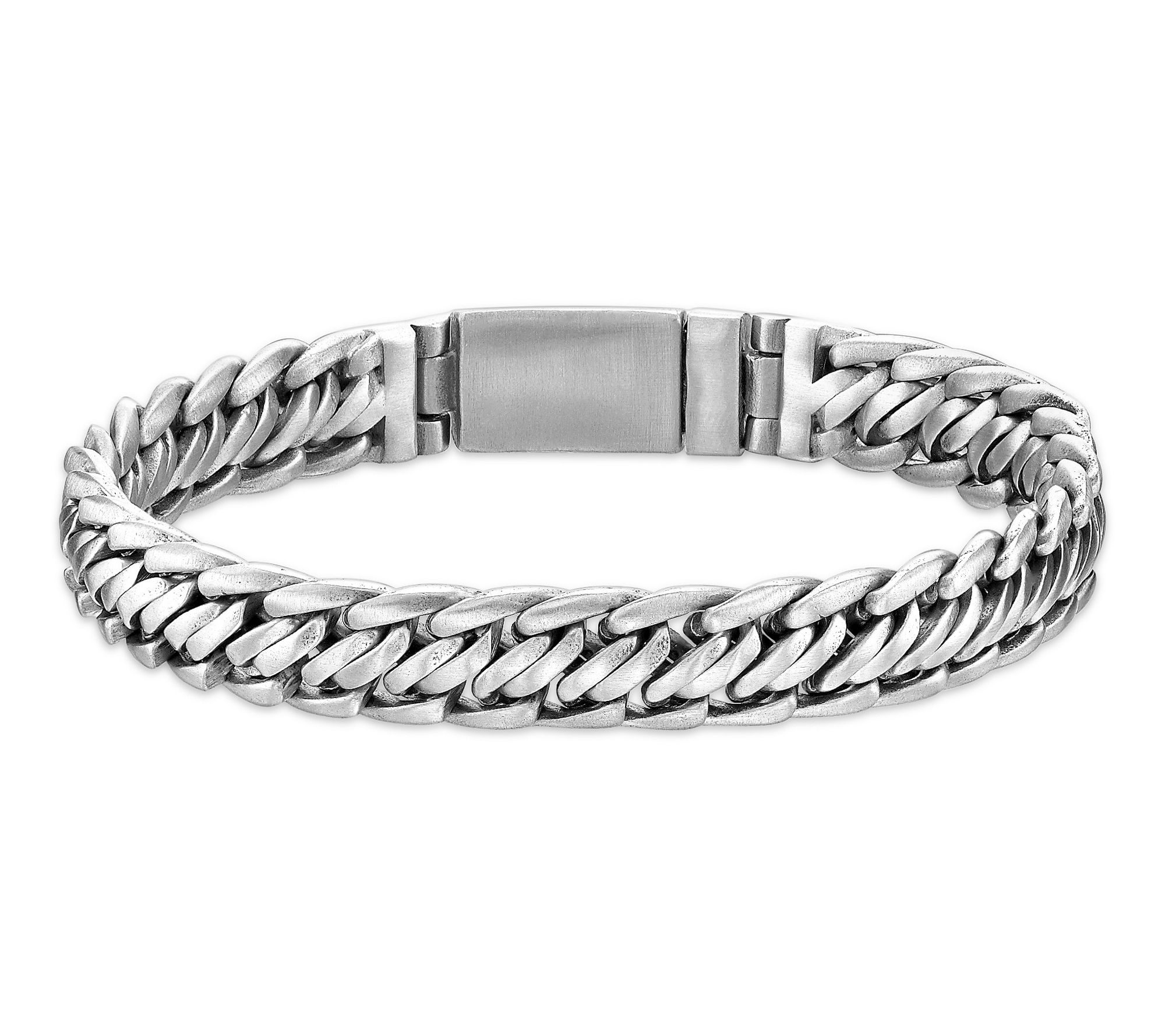 LYNX Men's Stainless Curb Link Chain Push LockBracelet