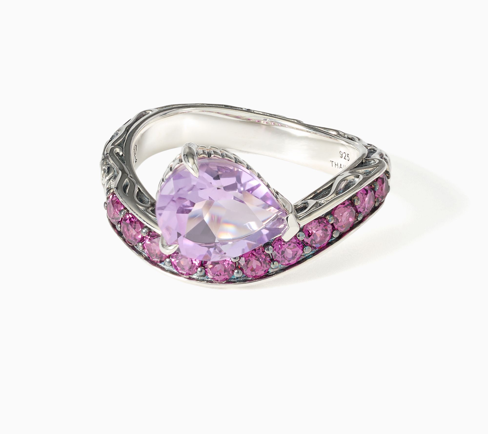 Third Person Sterling Silver Swirl Gemstone Ring