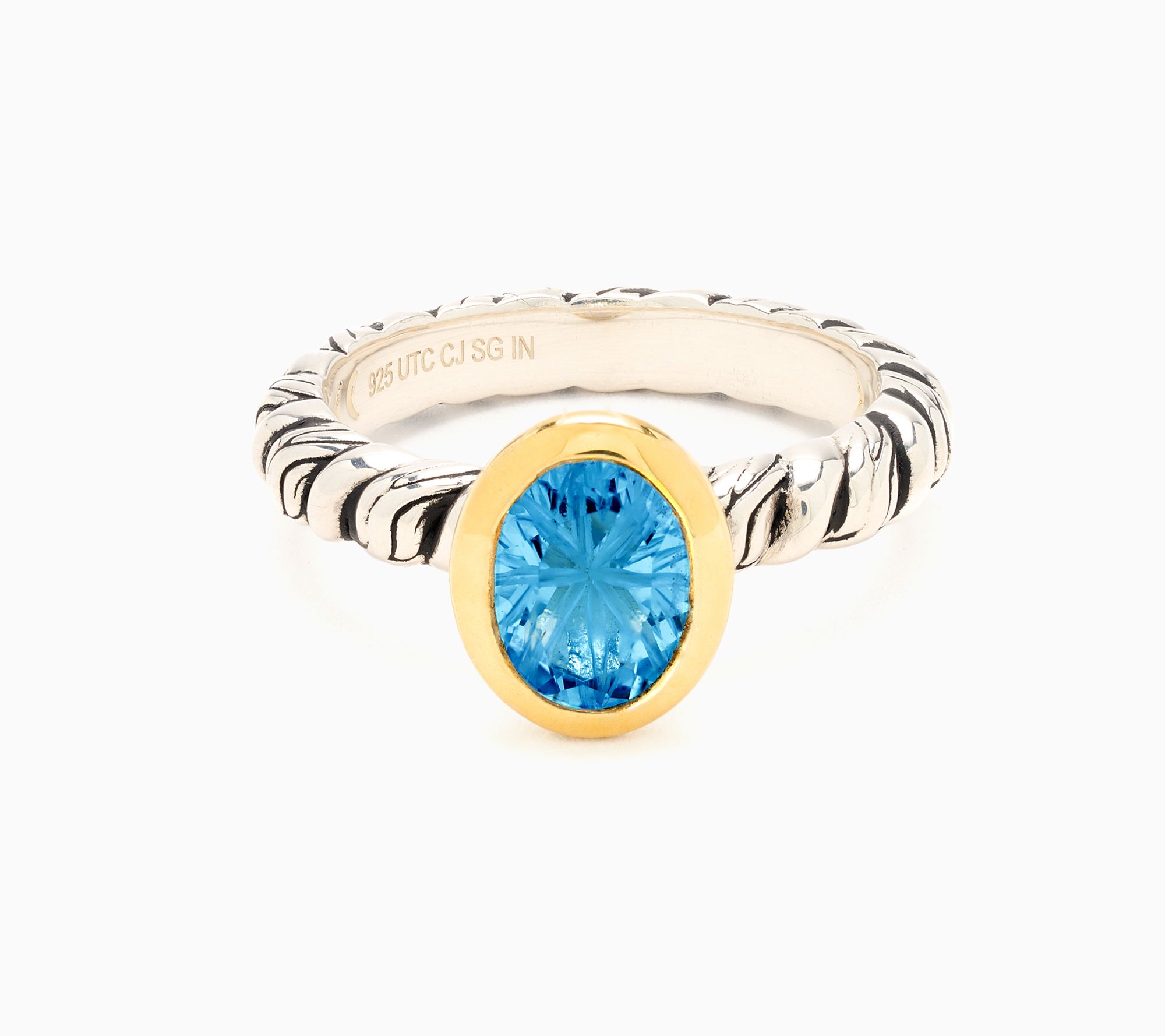 Christian James by Scott Grimes Oval Gemstone Two-tone Ripple Ring