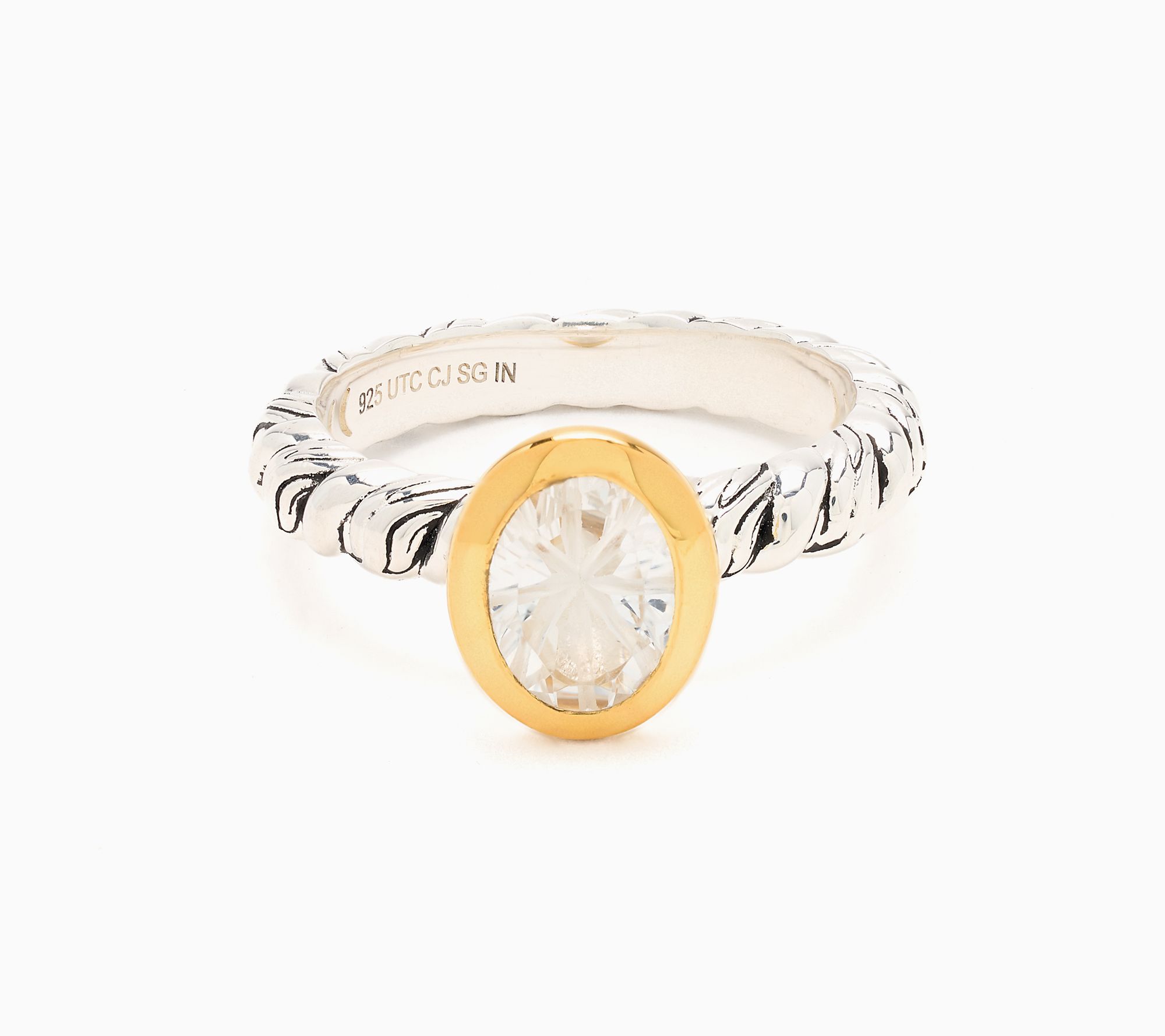 Christian James by Scott Grimes Oval Gemstone Two-tone Ripple Ring