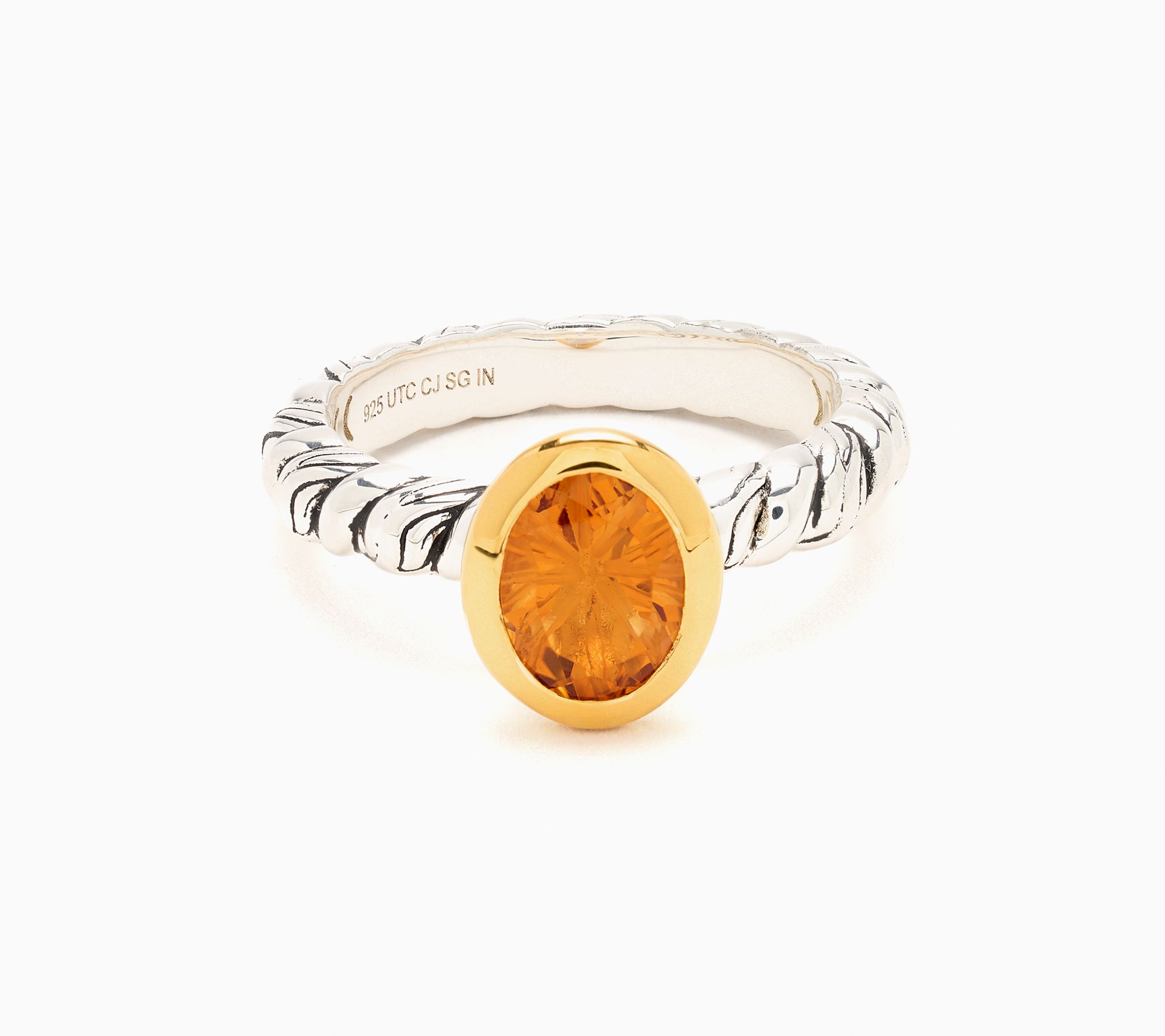 Christian James by Scott Grimes Oval Gemstone Two-tone Ripple Ring