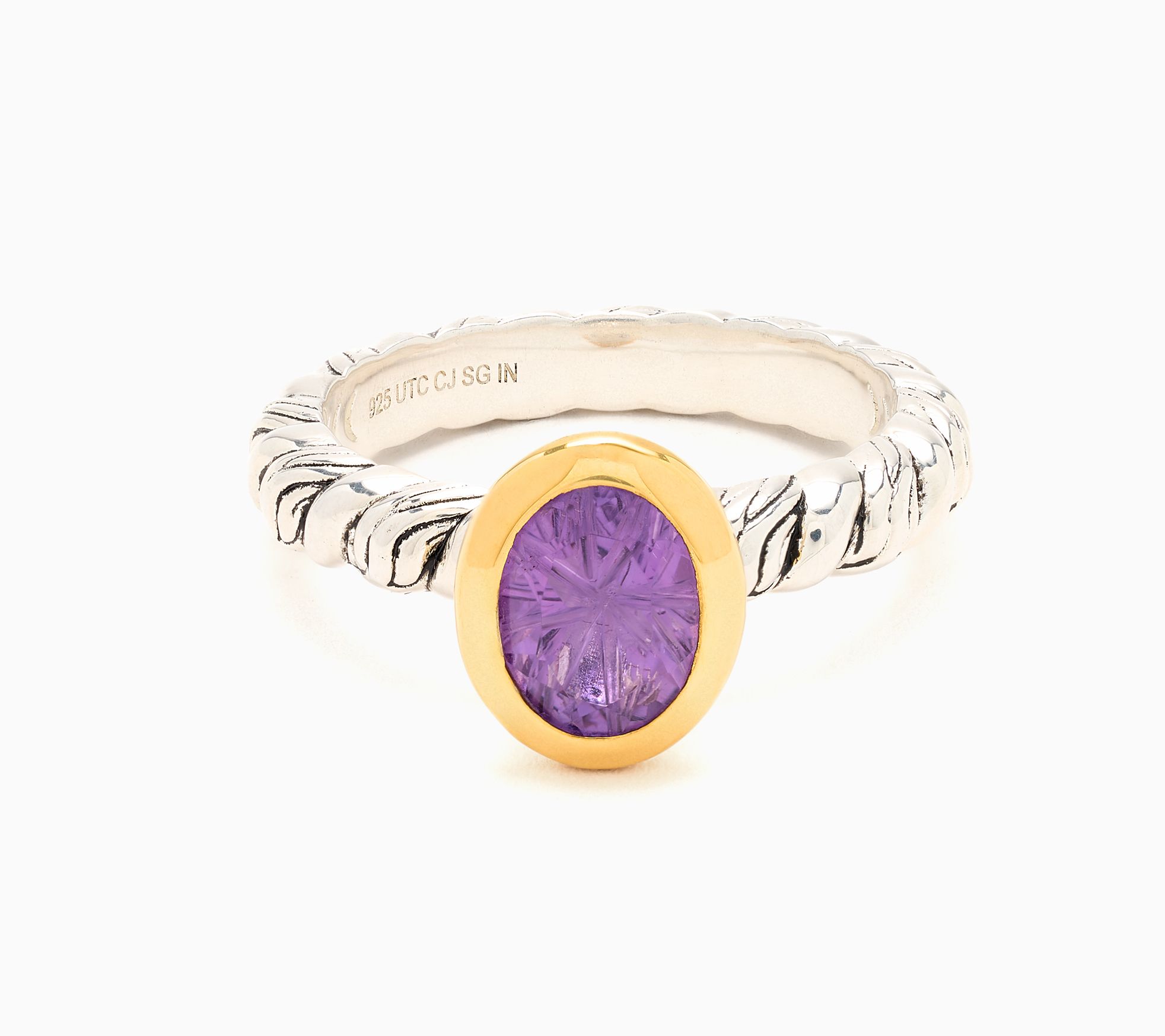 Christian James by Scott Grimes Oval Gemstone Two-tone Ripple Ring