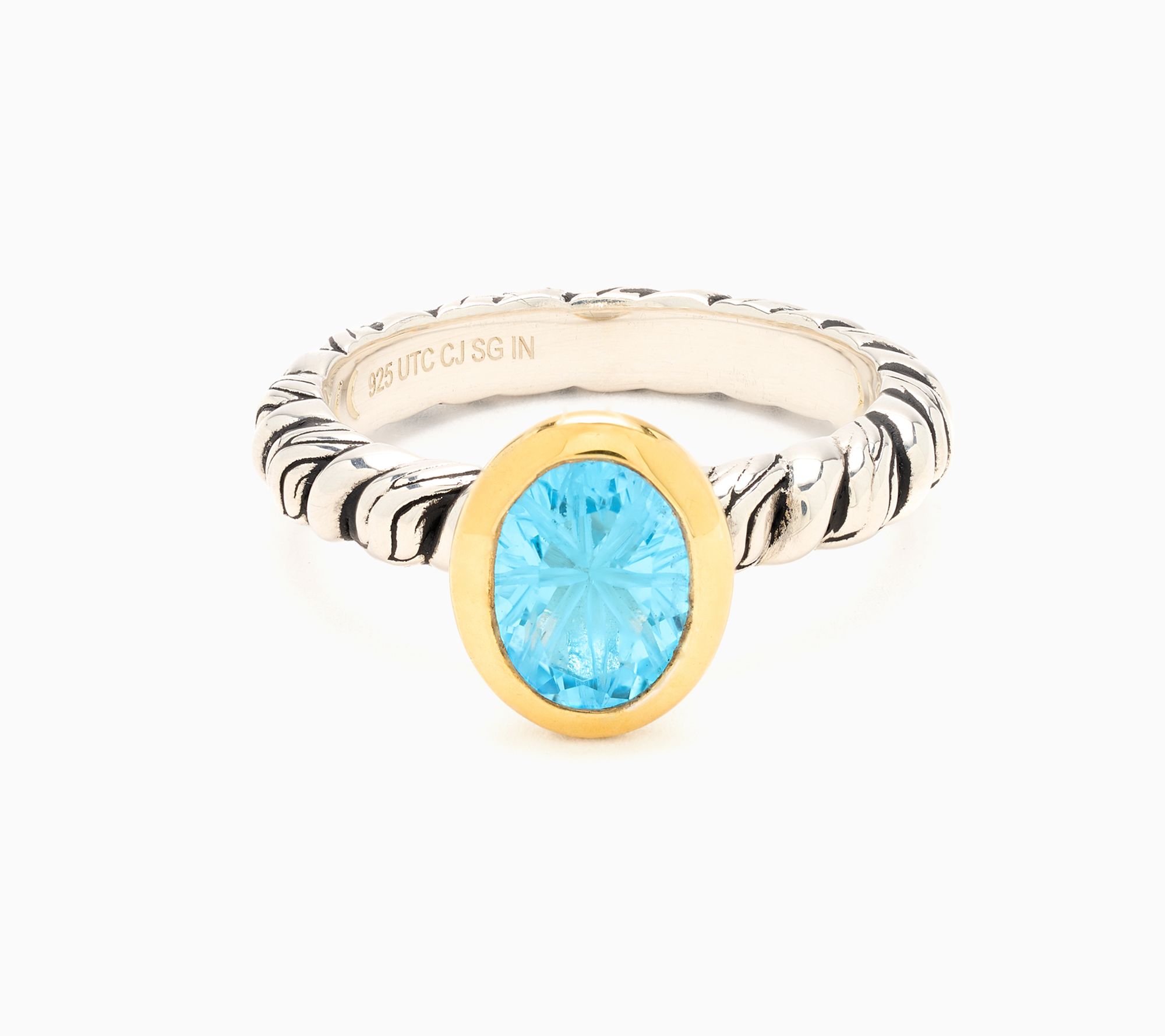 Christian James by Scott Grimes Oval Gemstone Two-tone Ripple Ring