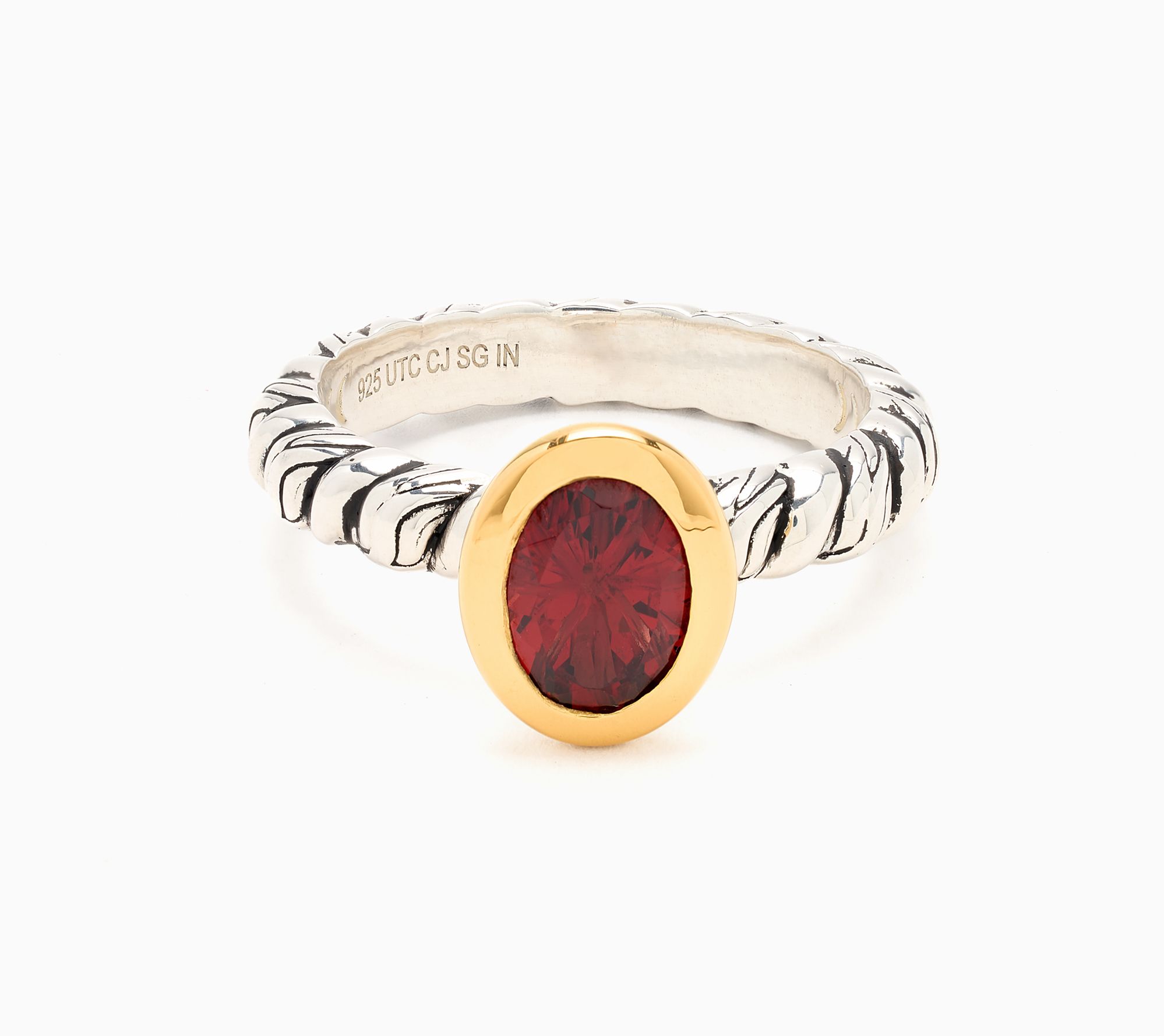 Christian James by Scott Grimes Oval Gemstone Two-tone Ripple Ring