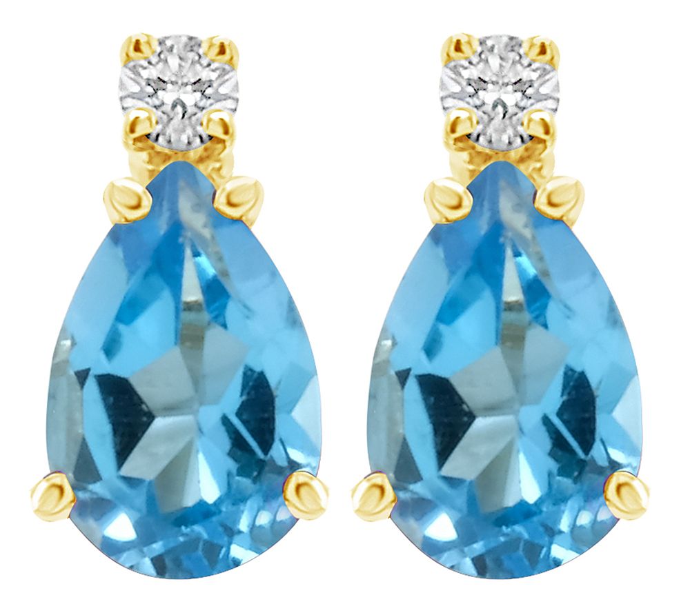 14K Pear Shaped Semi-Precious Gemstone Diam ondEarrings