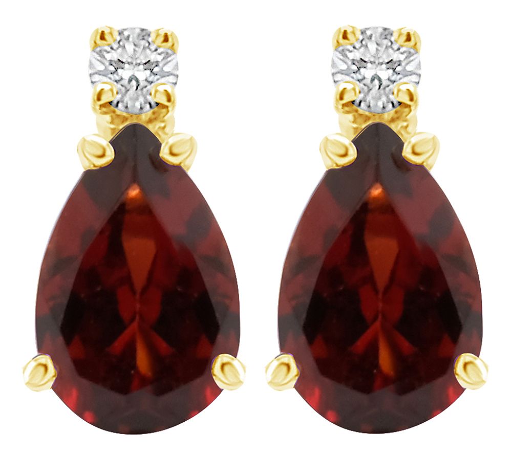 14K Pear Shaped Semi-Precious Gemstone Diam ondEarrings