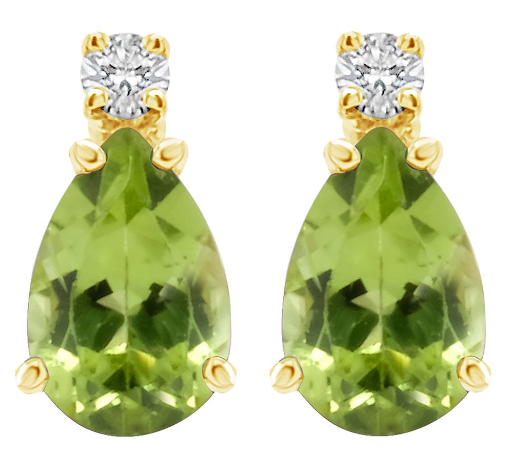 14K Pear Shaped Semi-Precious Gemstone Diam ondEarrings