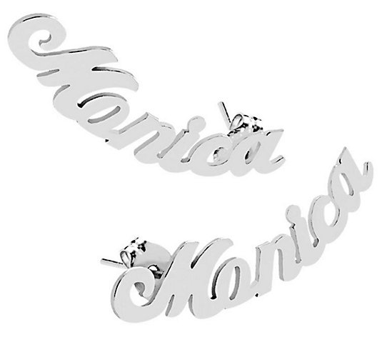 Sterling Silver Personalized Curve Script NameEarrings