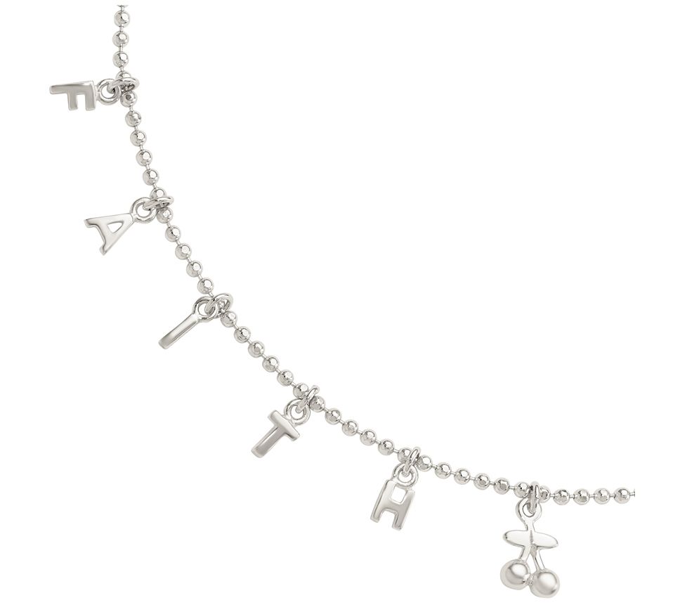 Sterling Silver FAITH Dangle Ankle Bracelet, 2.9g