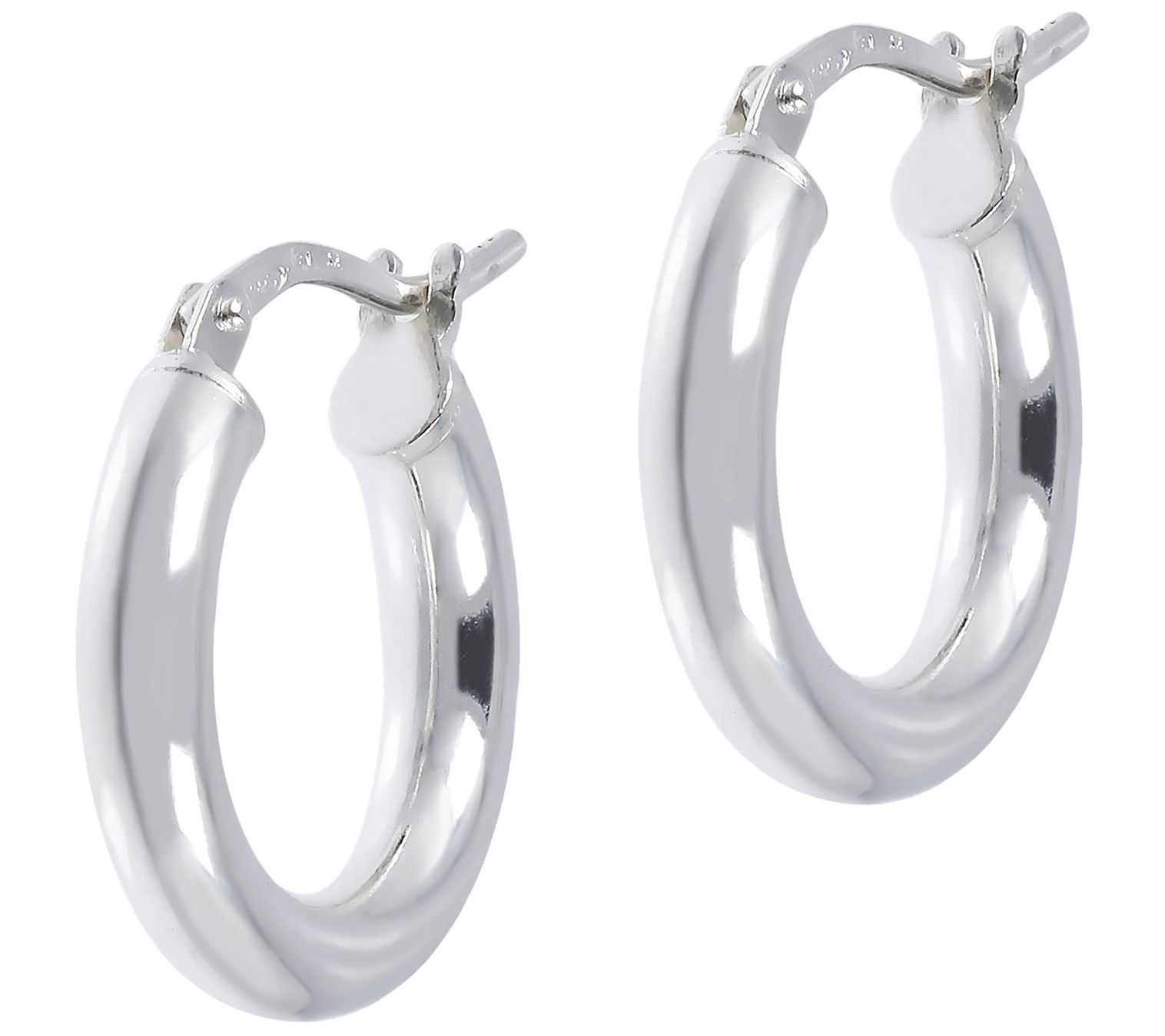 Italian Silver Polished 1/2" Round Hoop Earrings