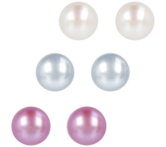 Honora Cultured Pearl Set of 3 Stud Earrings, B oxed