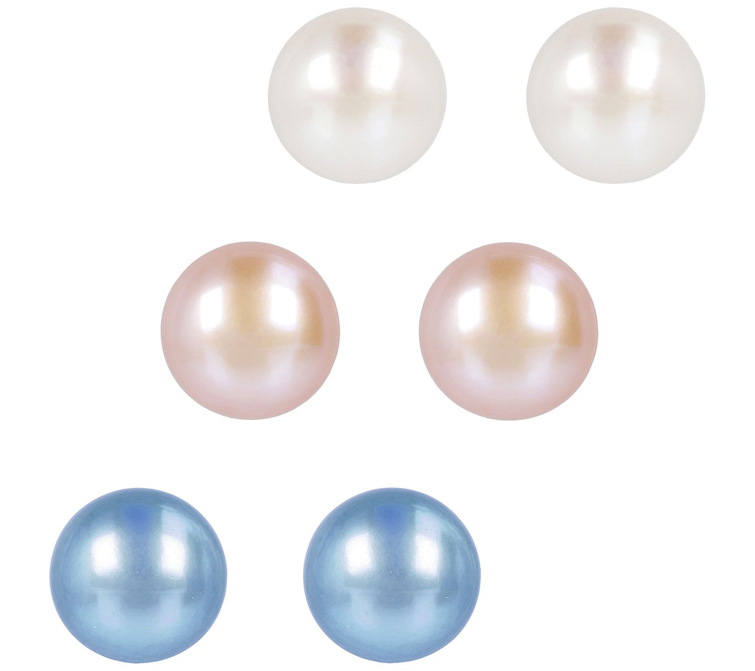 Honora Cultured Pearl Set of 3 Stud Earrings, Boxed
