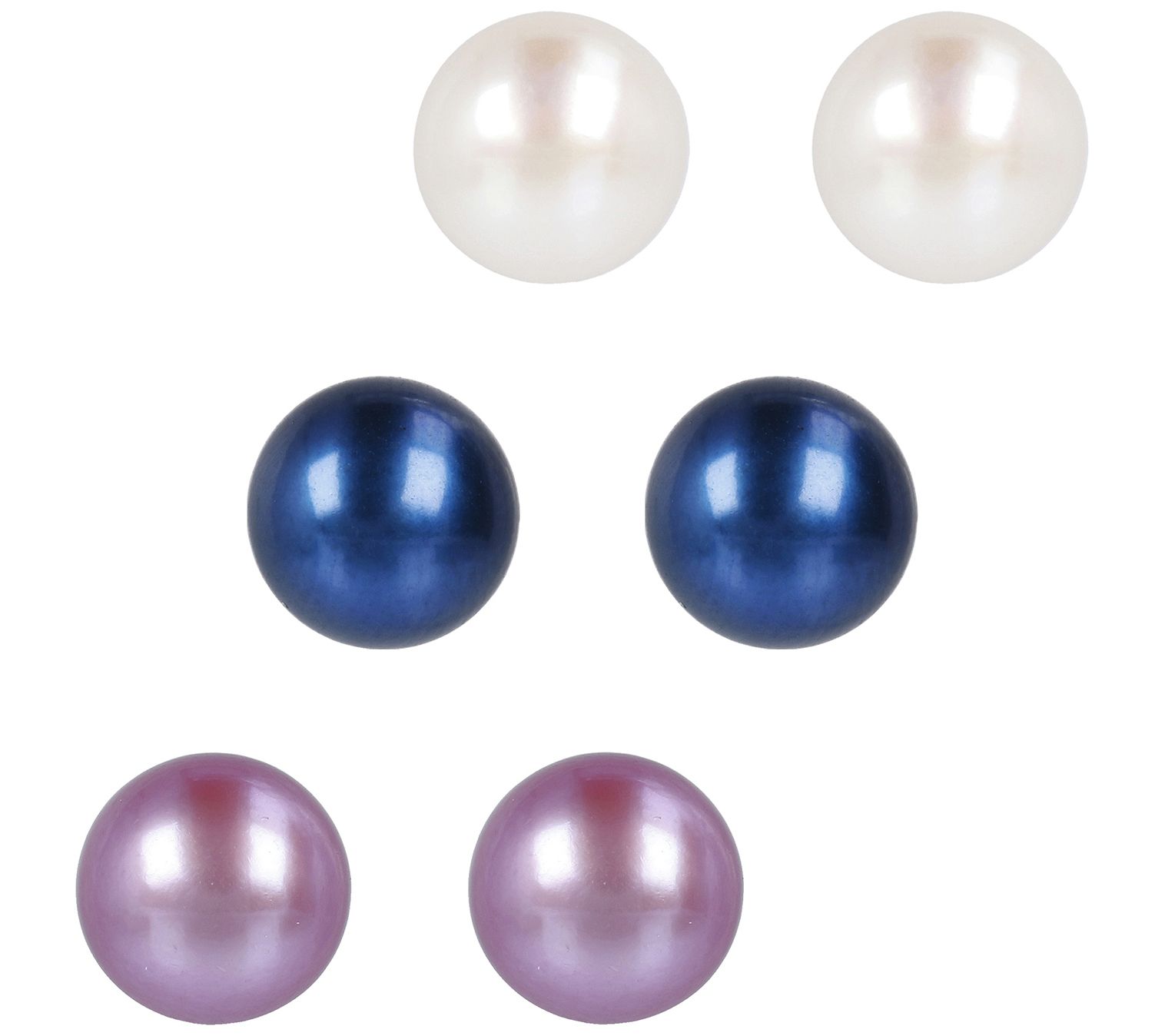 Honora Cultured Pearl Set of 3 Stud Earrings, Boxed